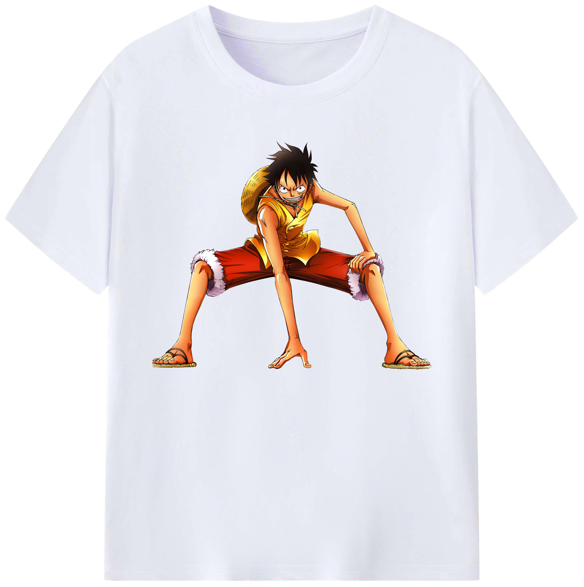 ワンピース モンキー・D・ルフィ ONE PIECE Monkey D. Luffy 綿100％ メンズ半袖Tシャツ｜肌触りやわらか＆通気性