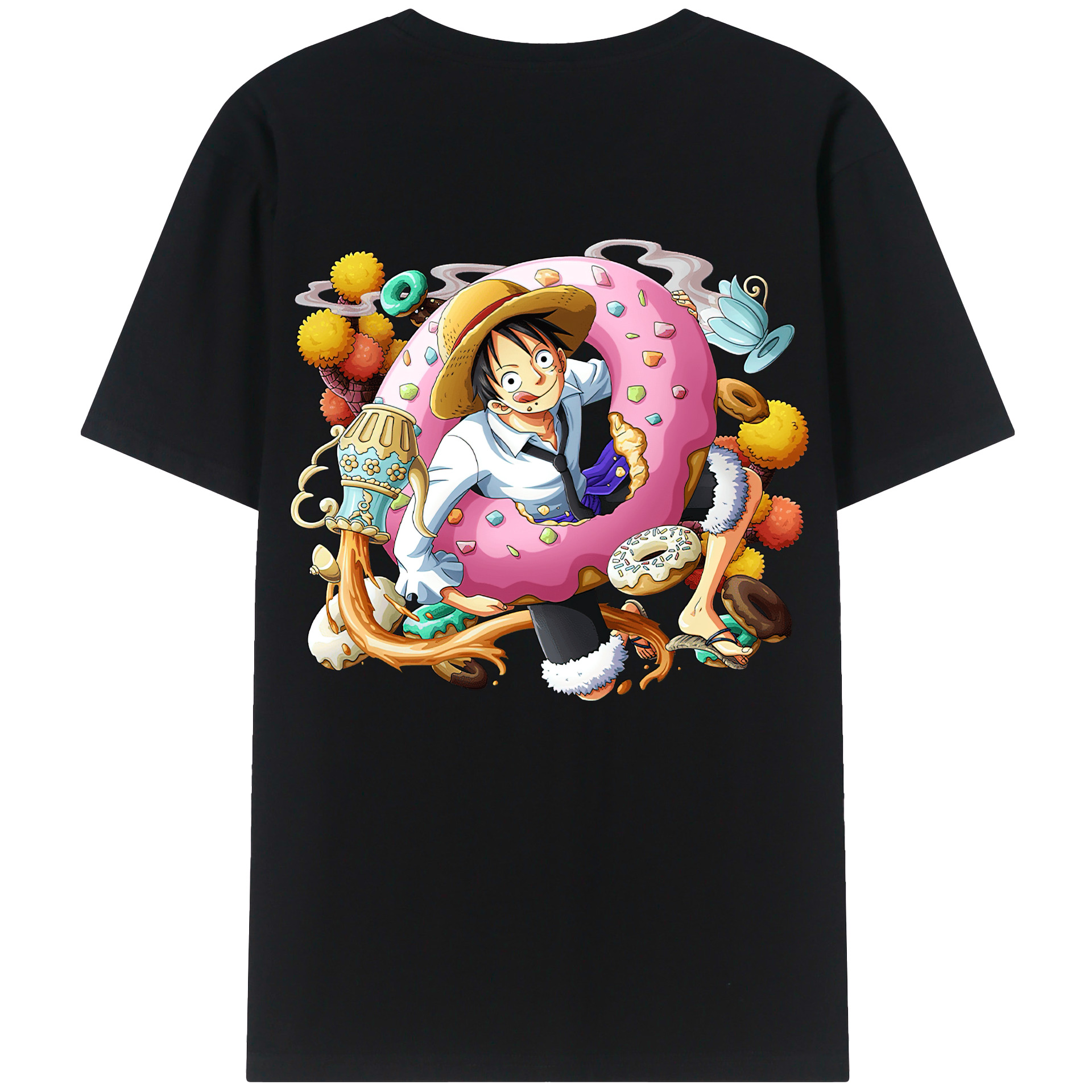 ワンピース モンキー・D・ルフィ ONE PIECE Monkey D. Luffy レディース半袖Tシャツ(バックプリント)