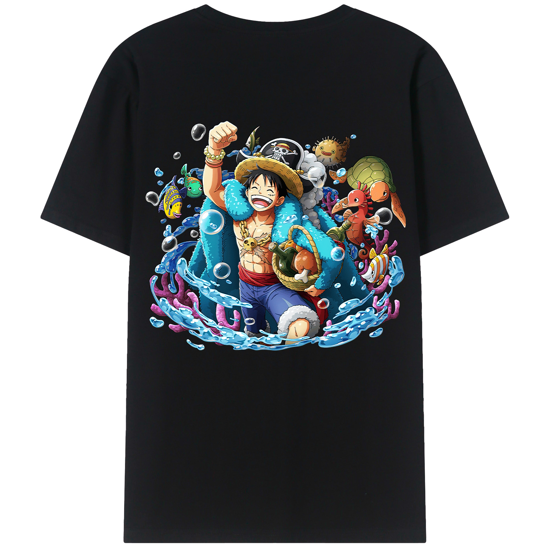 ワンピース モンキー・D・ルフィ ONE PIECE Monkey D. Luffy レディース半袖Tシャツ(バックプリント)