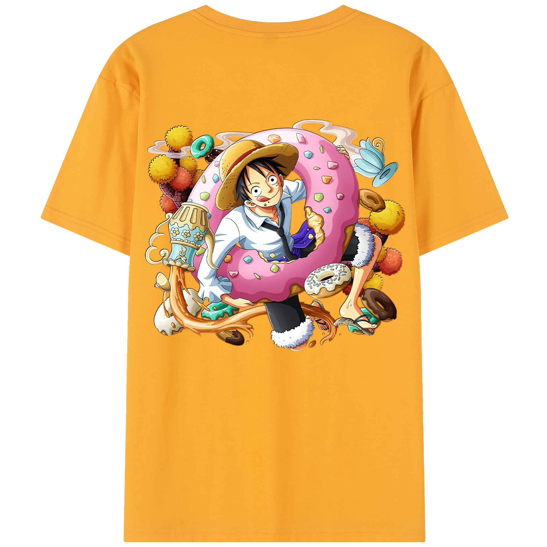 ワンピース モンキー・D・ルフィ ONE PIECE Monkey D. Luffy レディース半袖Tシャツ(バックプリント)