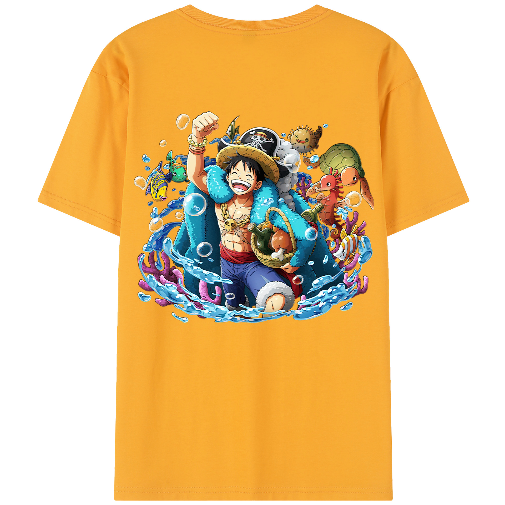 ワンピース モンキー・D・ルフィ ONE PIECE Monkey D. Luffy レディース半袖Tシャツ(バックプリント)