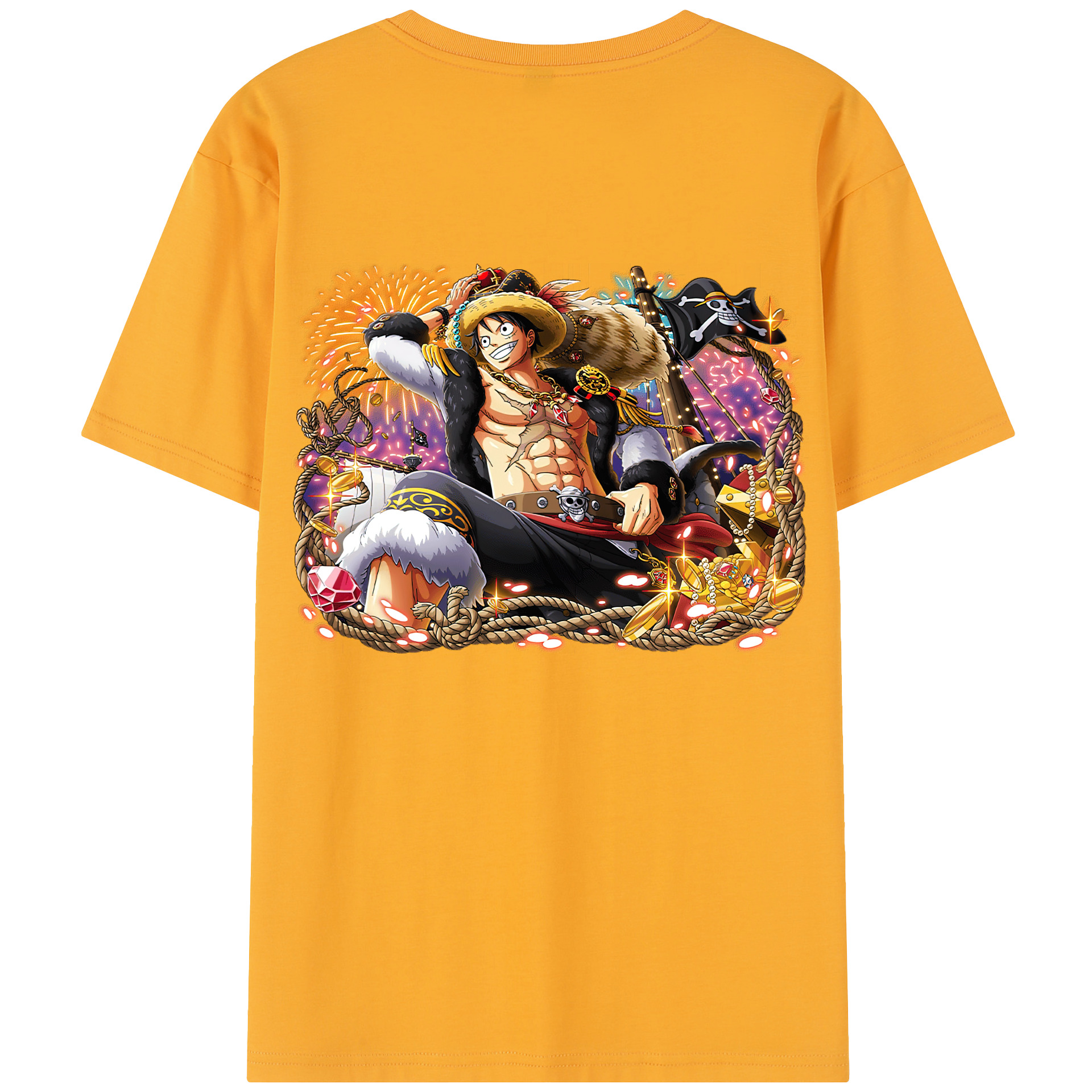 ワンピース モンキー・D・ルフィ ONE PIECE Monkey D. Luffy レディース半袖Tシャツ(バックプリント)