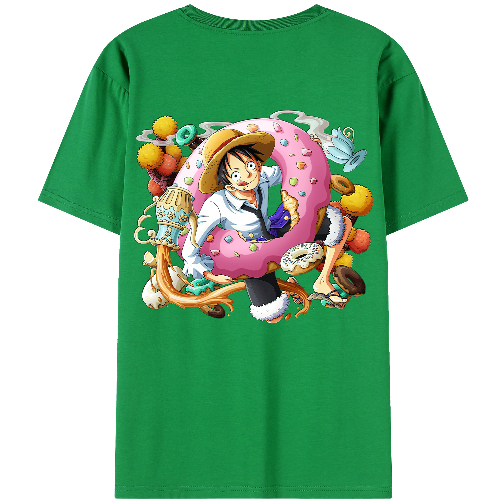 ワンピース モンキー・D・ルフィ ONE PIECE Monkey D. Luffy レディース半袖Tシャツ(バックプリント)