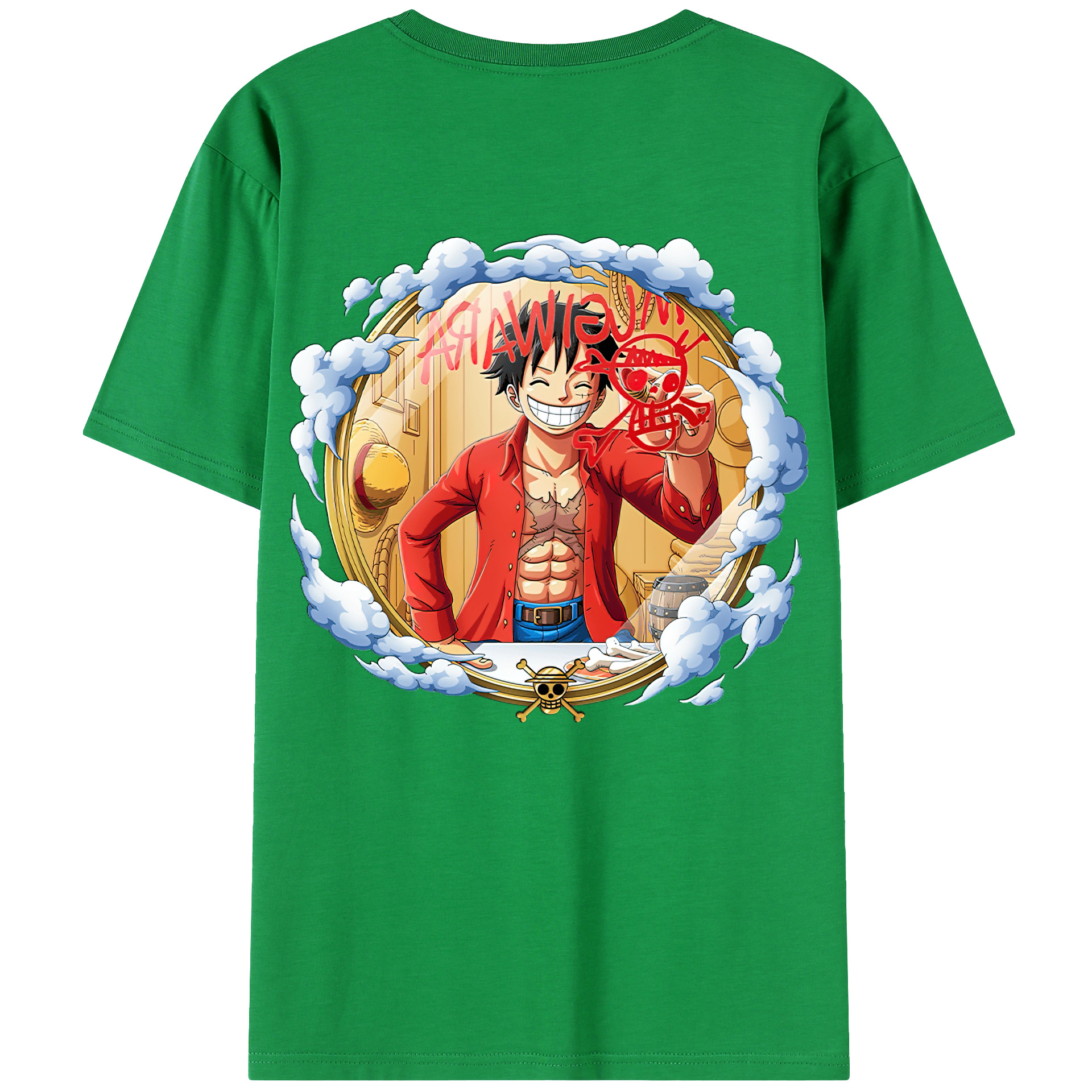 ワンピース モンキー・D・ルフィ ONE PIECE Monkey D. Luffy レディース半袖Tシャツ(バックプリント)