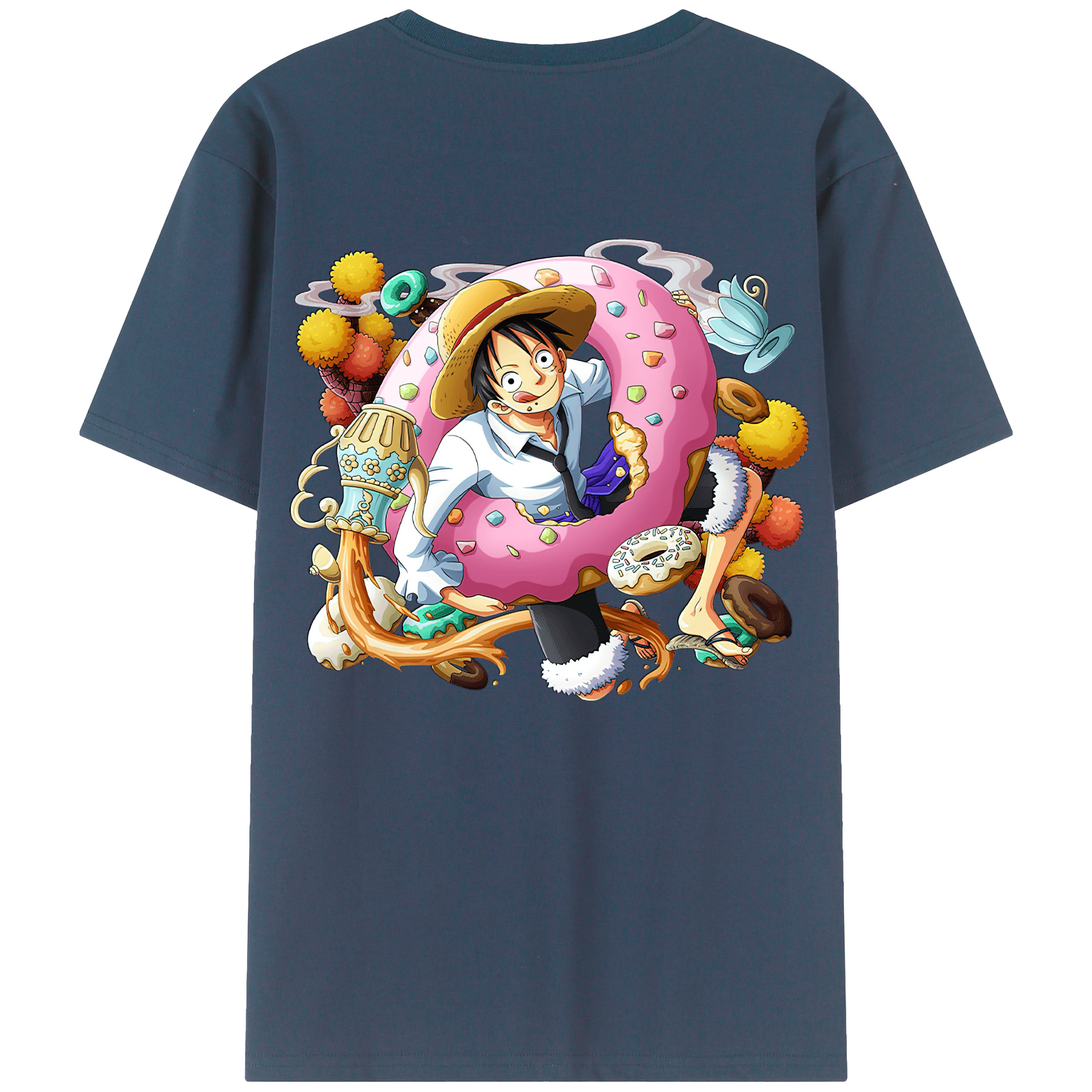 ワンピース モンキー・D・ルフィ ONE PIECE Monkey D. Luffy レディース半袖Tシャツ(バックプリント)