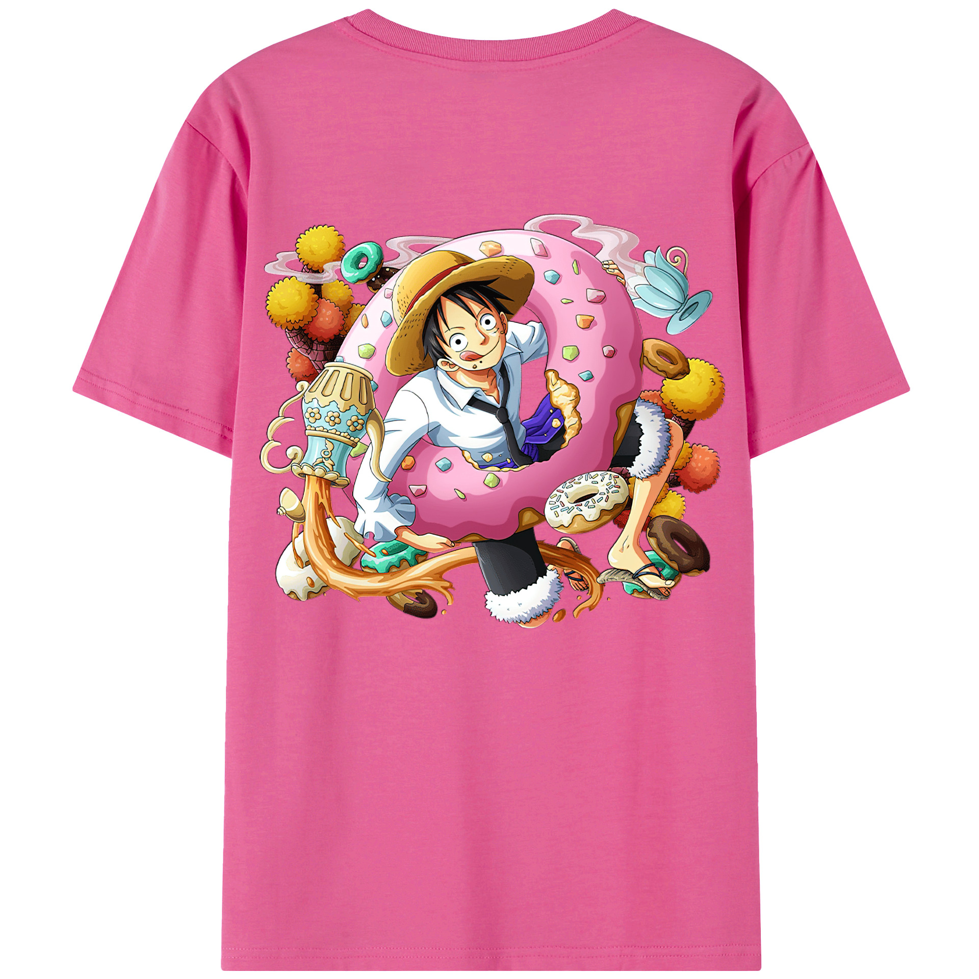 ワンピース モンキー・D・ルフィ ONE PIECE Monkey D. Luffy レディース半袖Tシャツ(バックプリント)