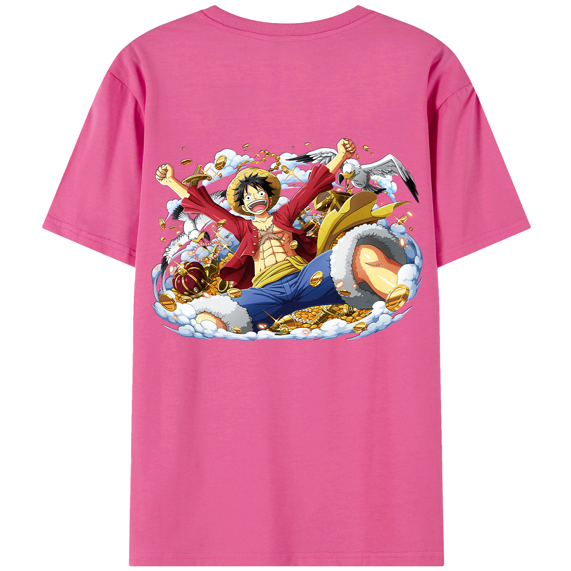 ワンピース モンキー・D・ルフィ ONE PIECE Monkey D. Luffy レディース半袖Tシャツ(バックプリント)
