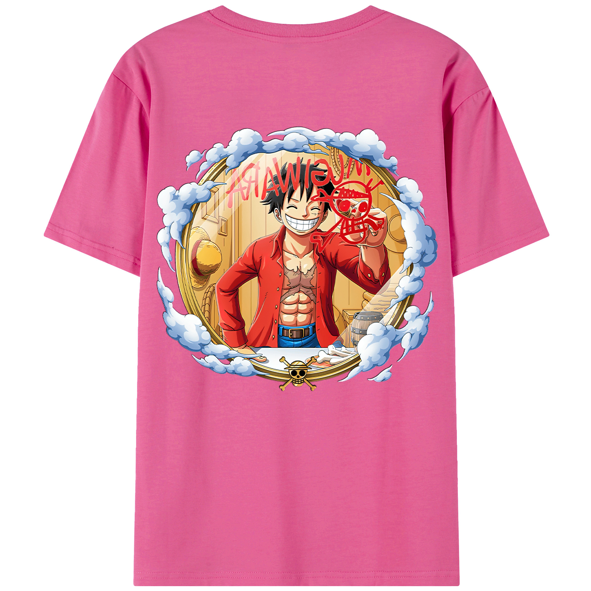 ワンピース モンキー・D・ルフィ ONE PIECE Monkey D. Luffy レディース半袖Tシャツ(バックプリント)