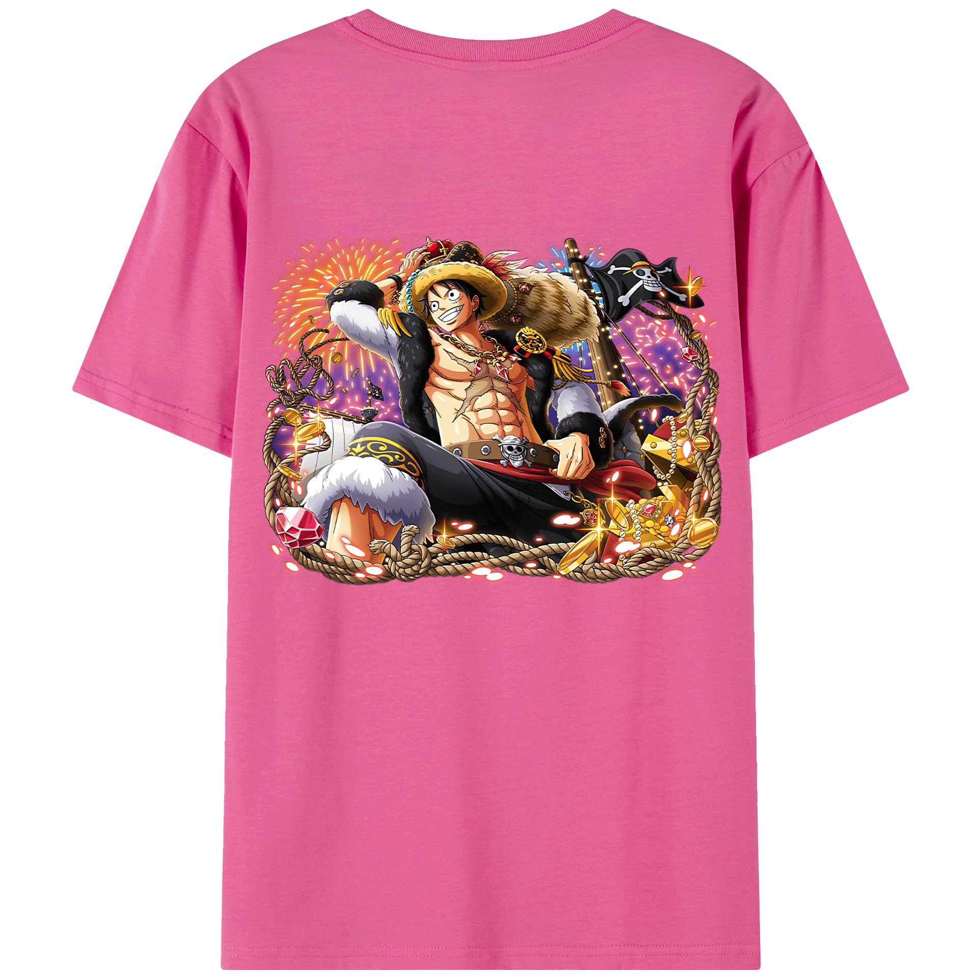 ワンピース モンキー・D・ルフィ ONE PIECE Monkey D. Luffy レディース半袖Tシャツ(バックプリント)
