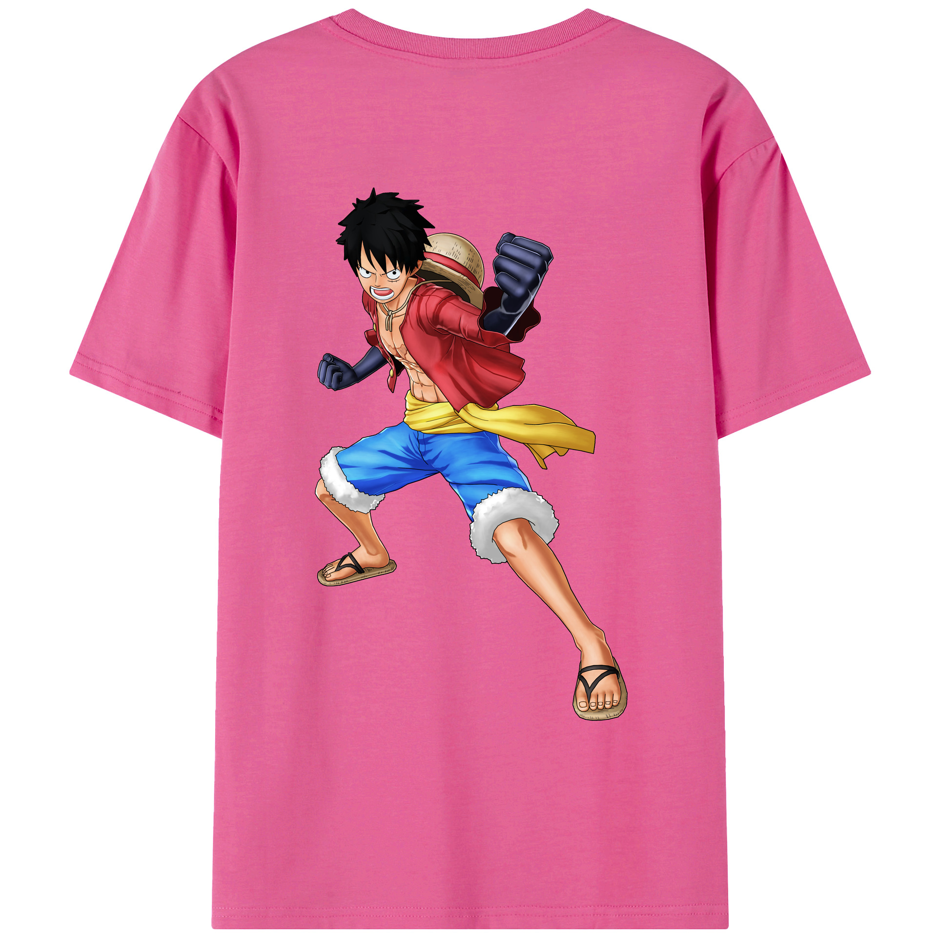 ワンピース モンキー・D・ルフィ ONE PIECE Monkey D. Luffy レディース半袖Tシャツ(バックプリント)