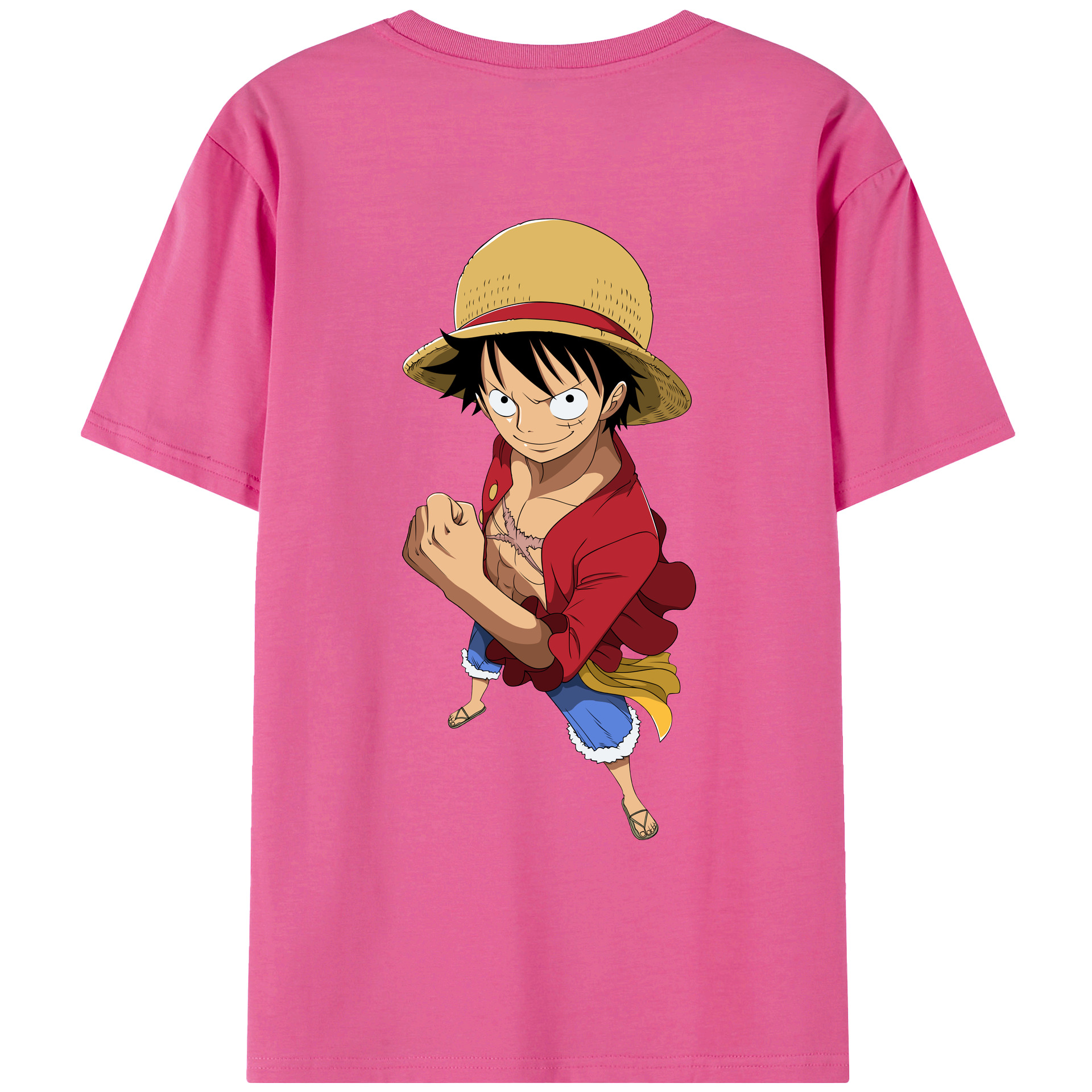 ワンピース モンキー・D・ルフィ ONE PIECE Monkey D. Luffy レディース半袖Tシャツ(バックプリント)