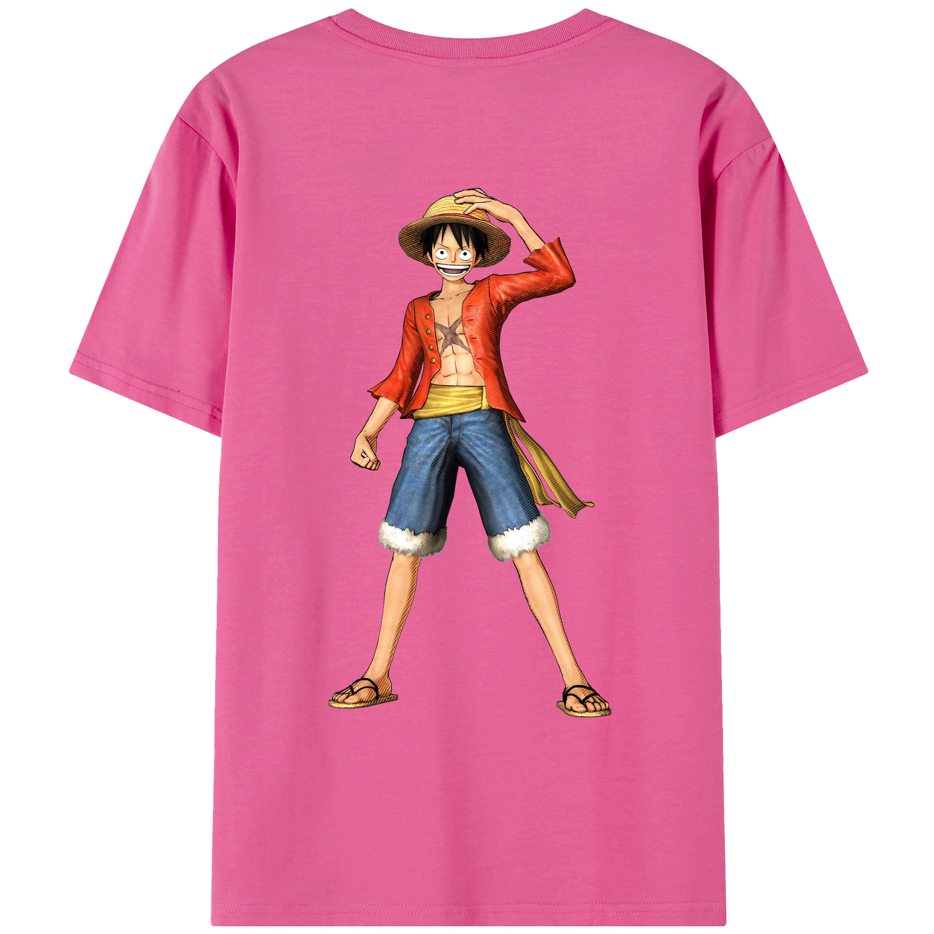ワンピース モンキー・D・ルフィ ONE PIECE Monkey D. Luffy レディース半袖Tシャツ(バックプリント)