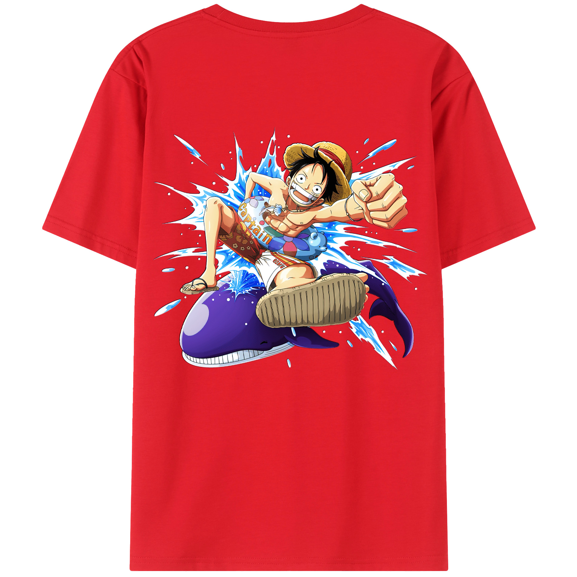 ワンピース モンキー・D・ルフィ ONE PIECE Monkey D. Luffy レディース半袖Tシャツ(バックプリント)