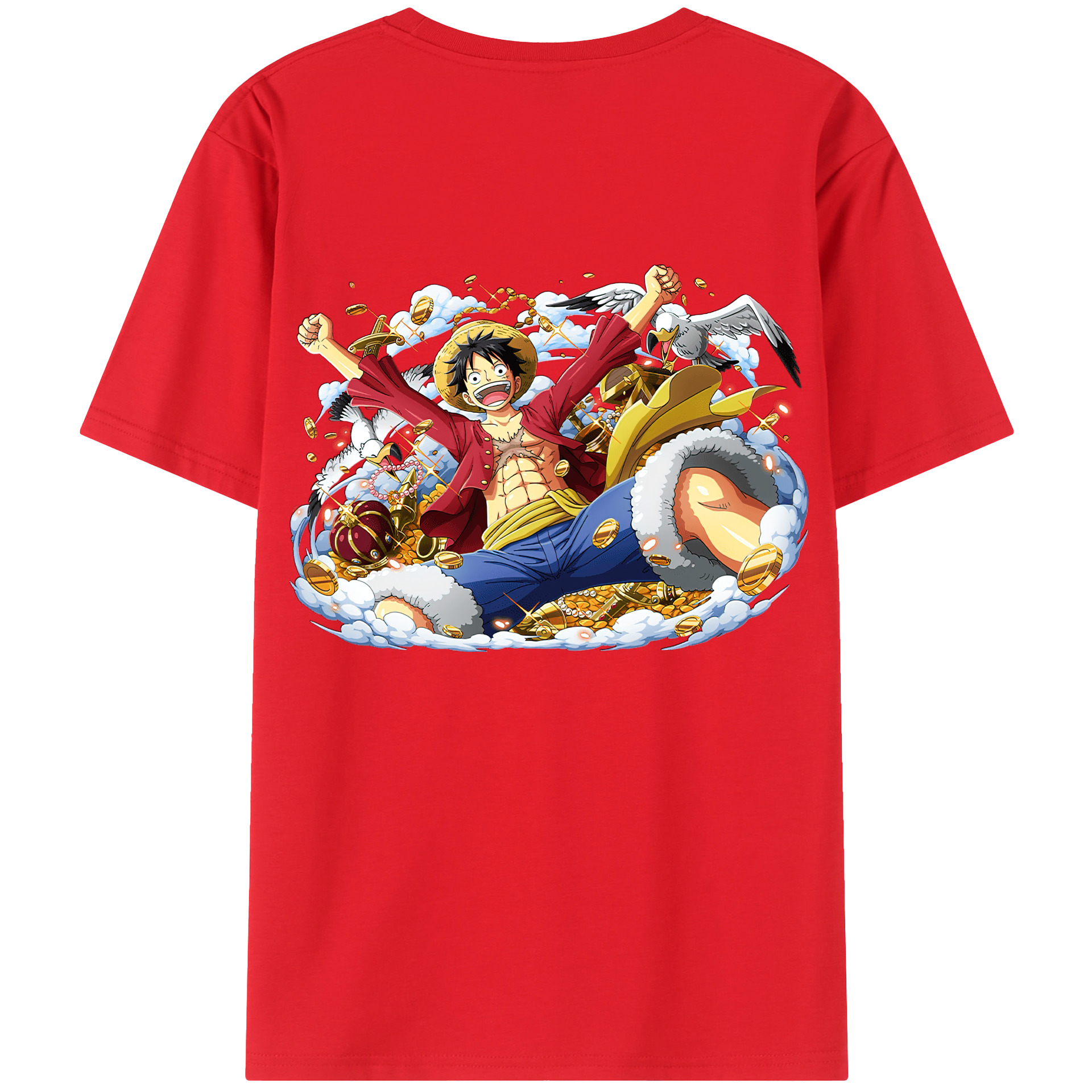 ワンピース モンキー・D・ルフィ ONE PIECE Monkey D. Luffy レディース半袖Tシャツ(バックプリント)