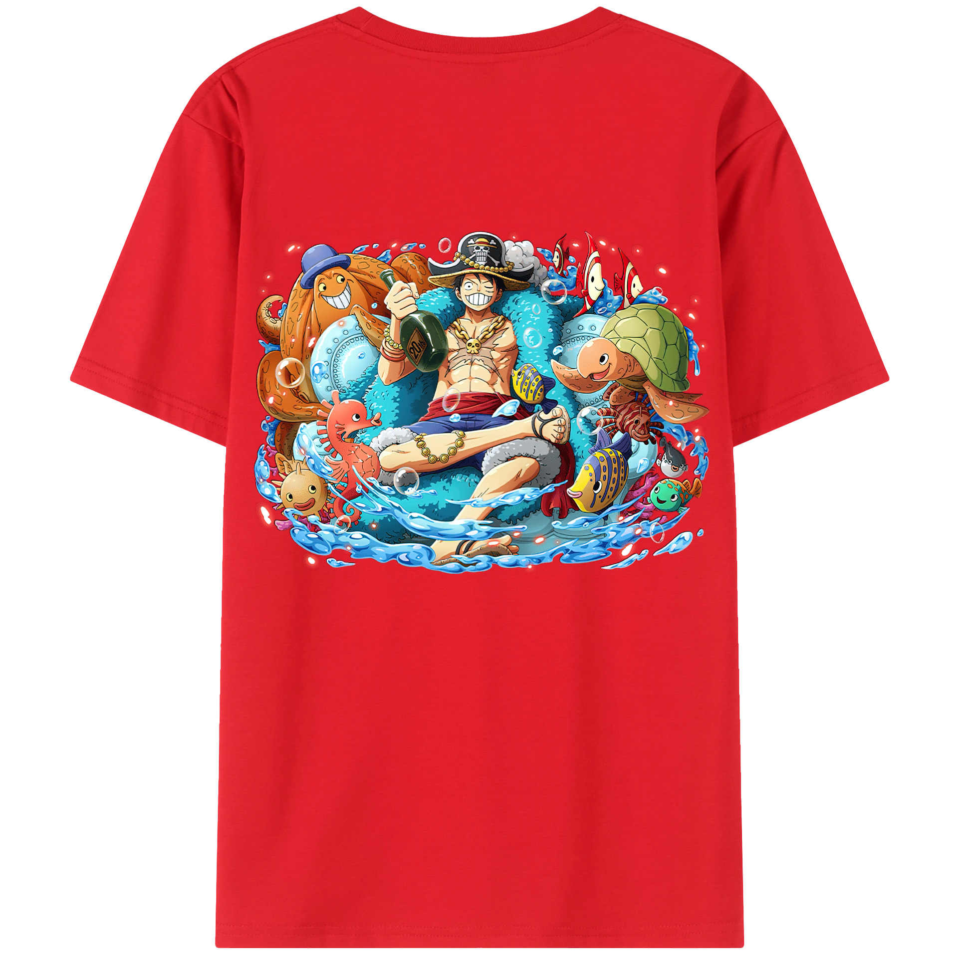 ワンピース モンキー・D・ルフィ ONE PIECE Monkey D. Luffy レディース半袖Tシャツ(バックプリント)