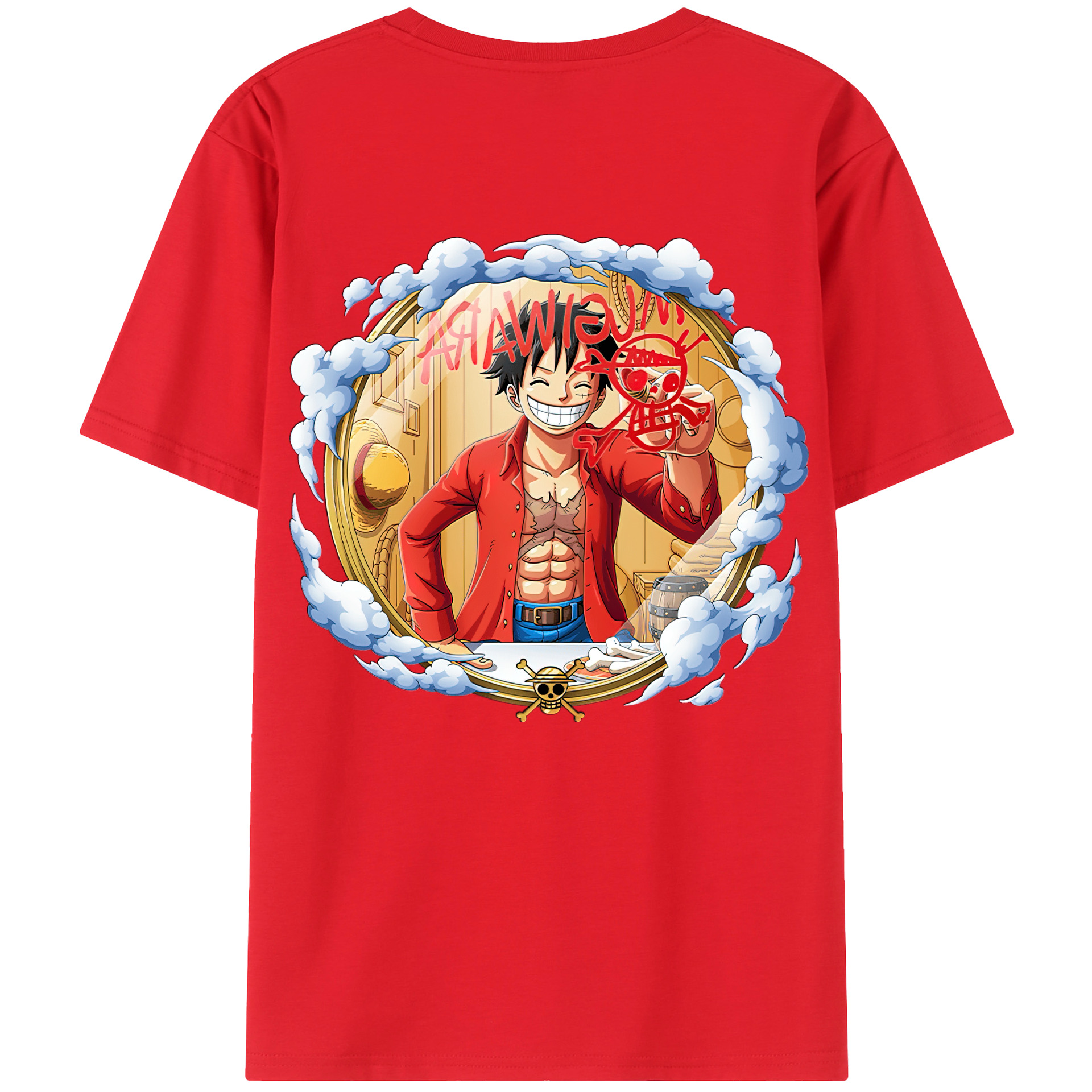 ワンピース モンキー・D・ルフィ ONE PIECE Monkey D. Luffy レディース半袖Tシャツ(バックプリント)