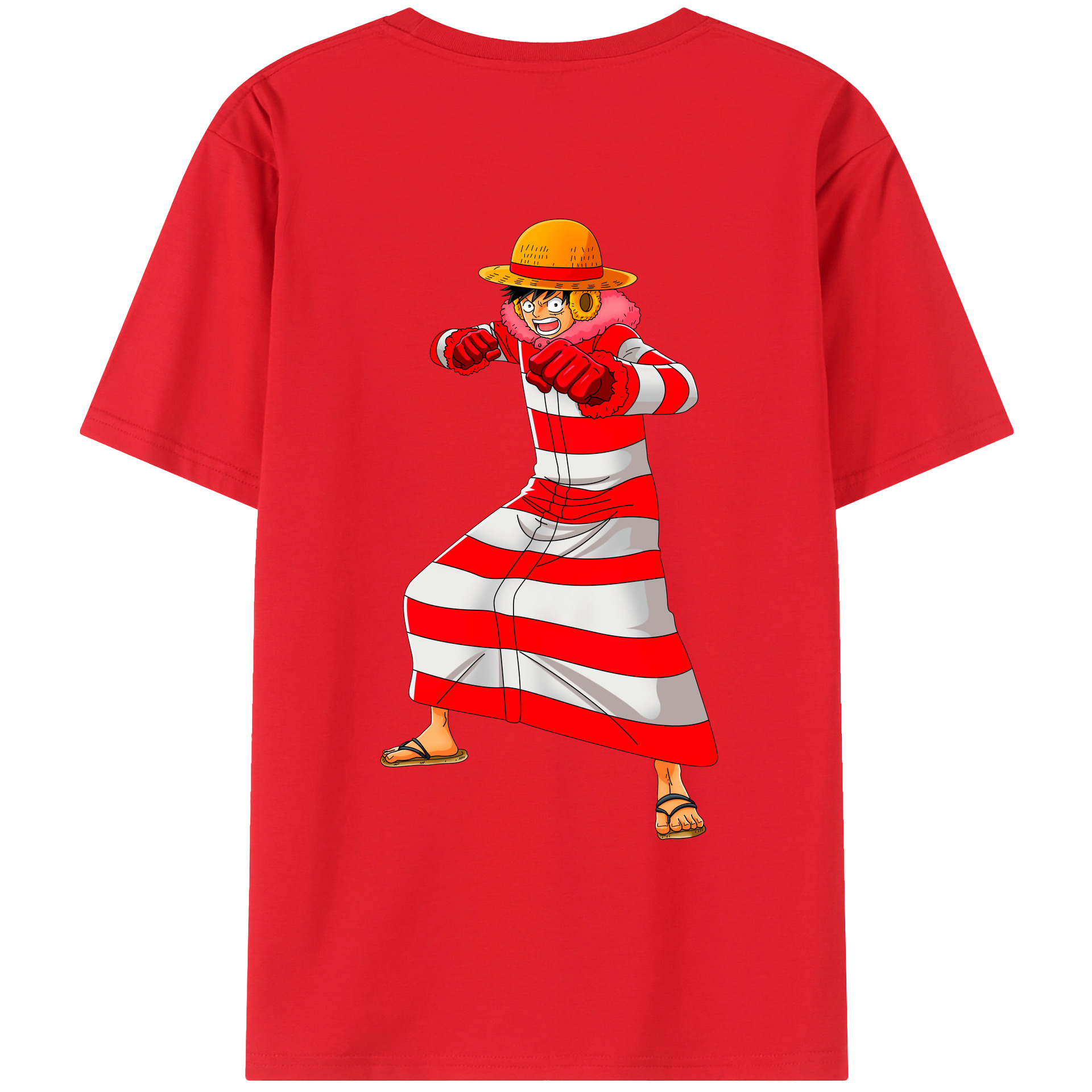 ワンピース モンキー・D・ルフィ ONE PIECE Monkey D. Luffy レディース半袖Tシャツ(バックプリント)