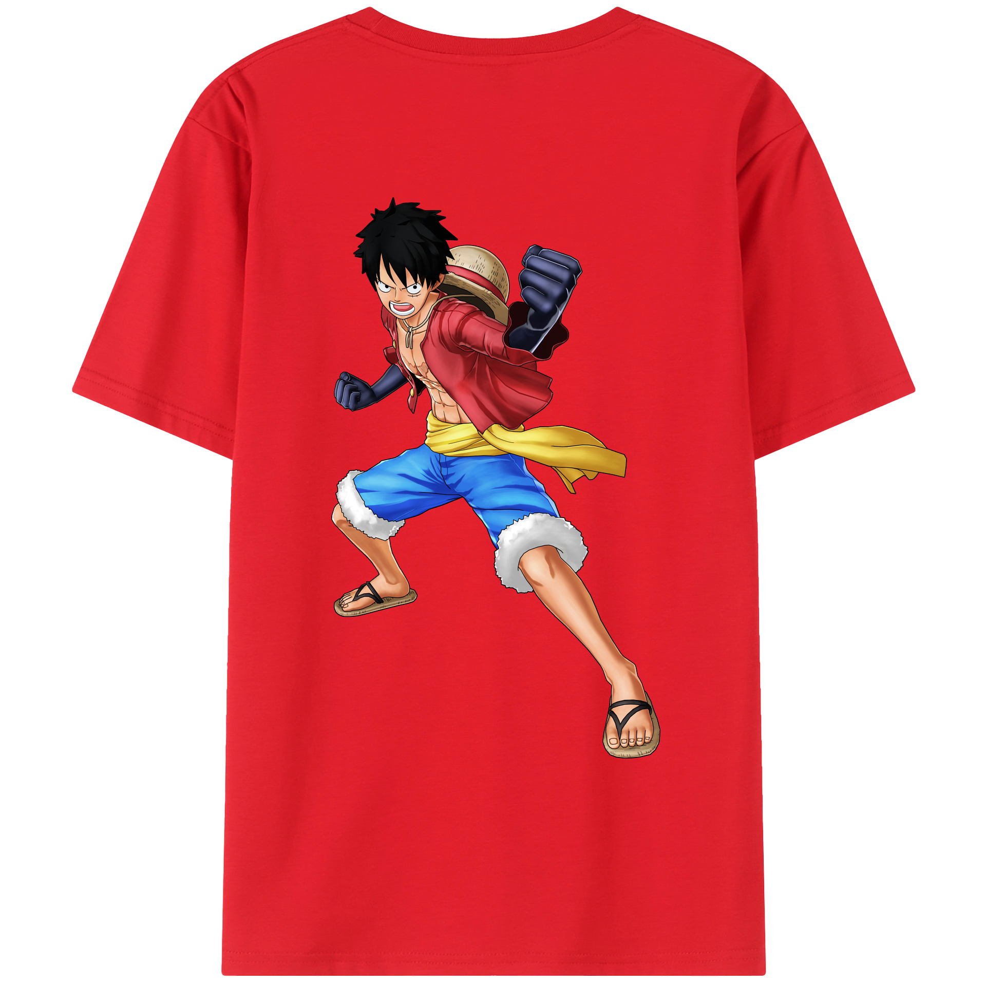 ワンピース モンキー・D・ルフィ ONE PIECE Monkey D. Luffy レディース半袖Tシャツ(バックプリント)