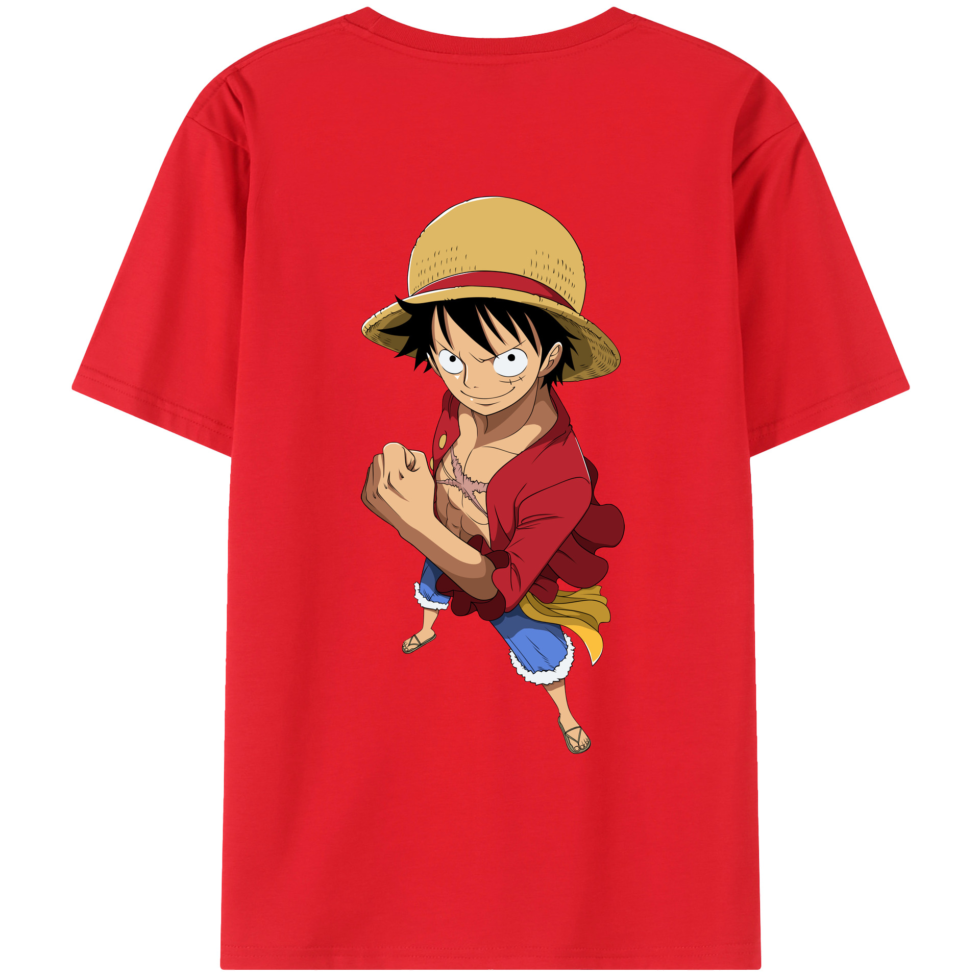 ワンピース モンキー・D・ルフィ ONE PIECE Monkey D. Luffy レディース半袖Tシャツ(バックプリント)
