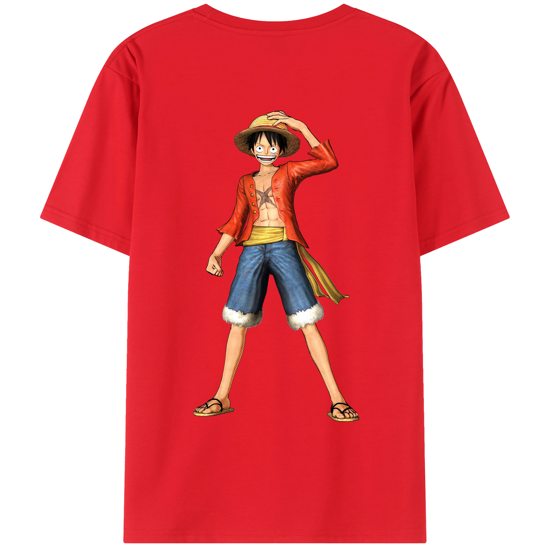 ワンピース モンキー・D・ルフィ ONE PIECE Monkey D. Luffy レディース半袖Tシャツ(バックプリント)