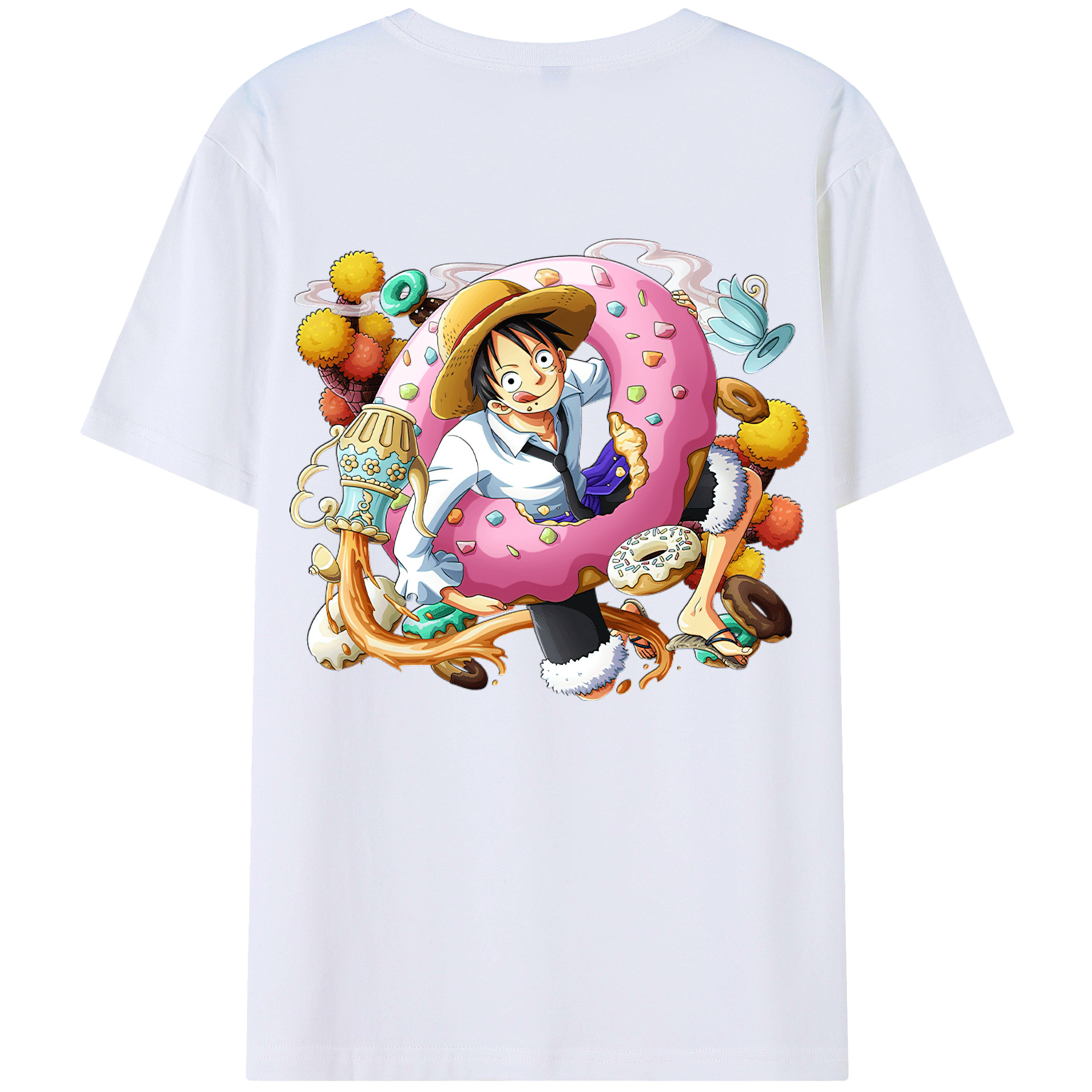 ワンピース モンキー・D・ルフィ ONE PIECE Monkey D. Luffy レディース半袖Tシャツ(バックプリント)