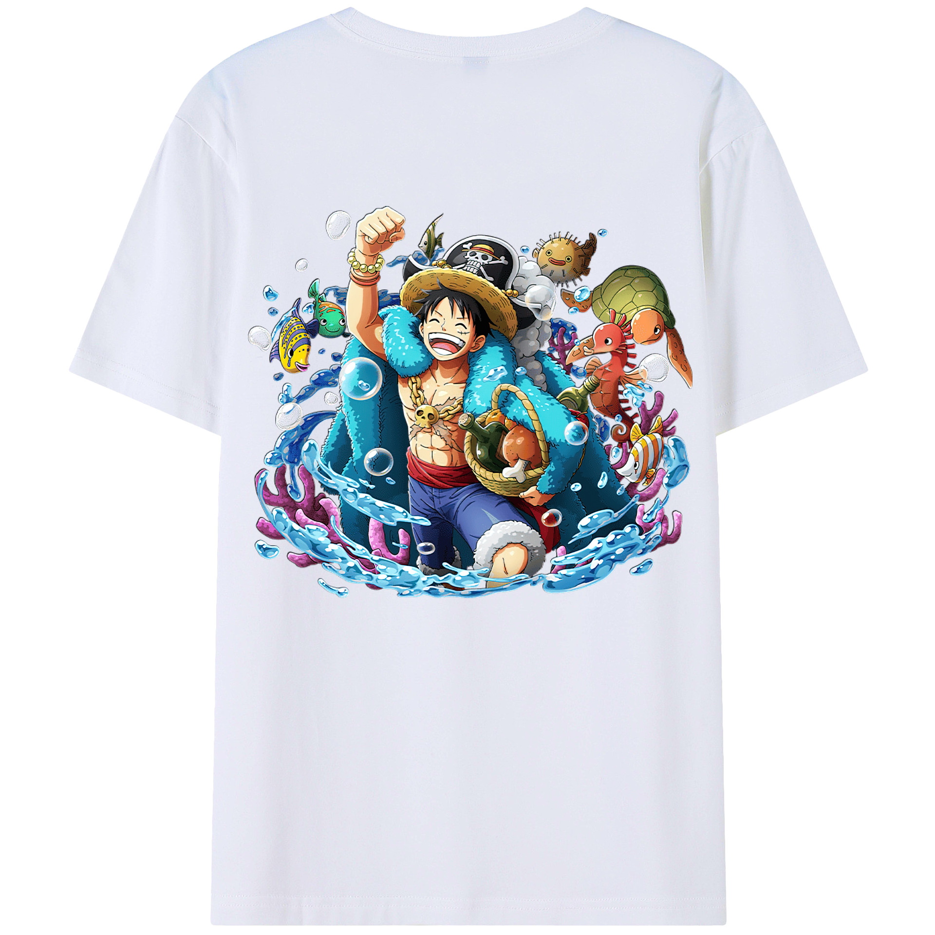ワンピース モンキー・D・ルフィ ONE PIECE Monkey D. Luffy レディース半袖Tシャツ(バックプリント)