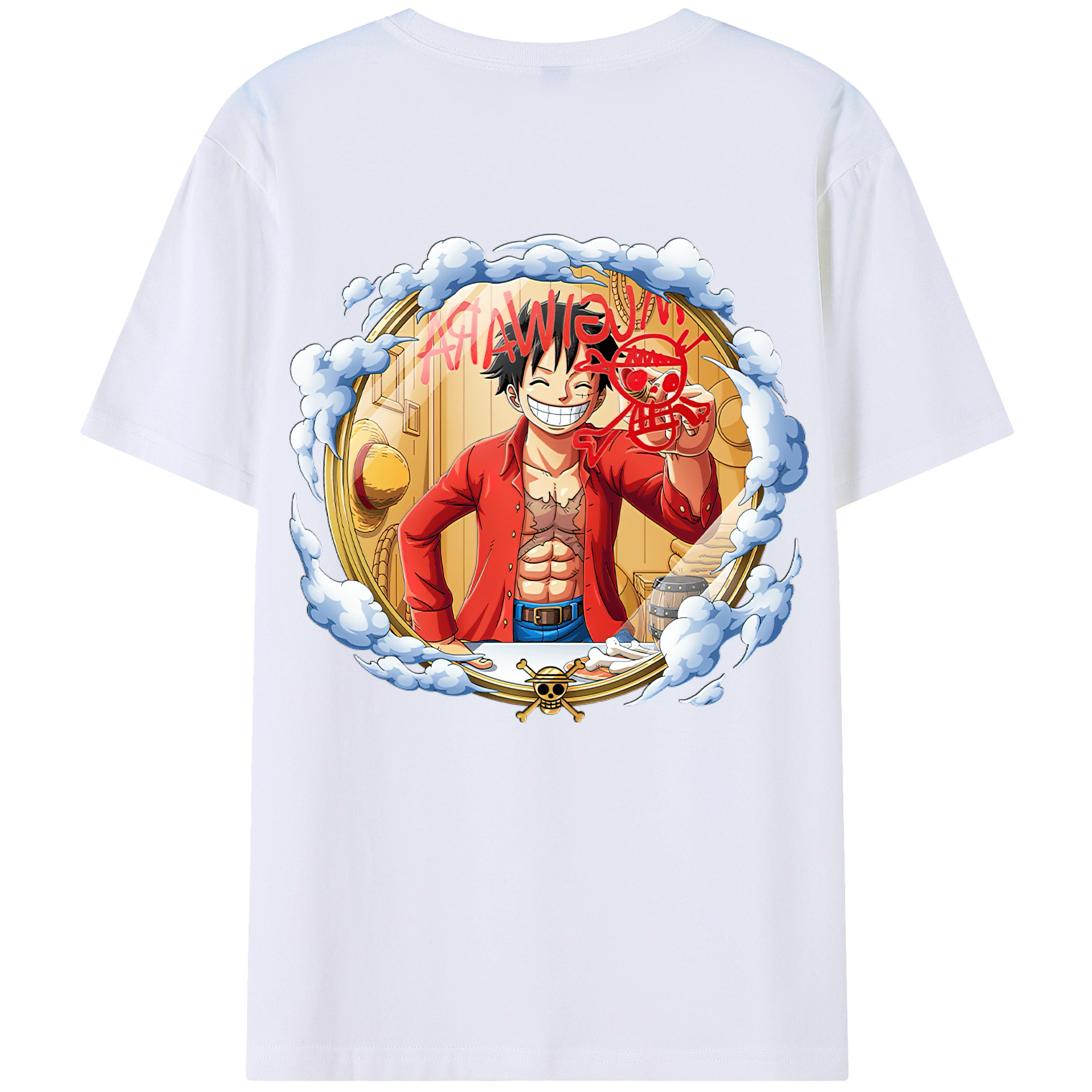 ワンピース モンキー・D・ルフィ ONE PIECE Monkey D. Luffy レディース半袖Tシャツ(バックプリント)