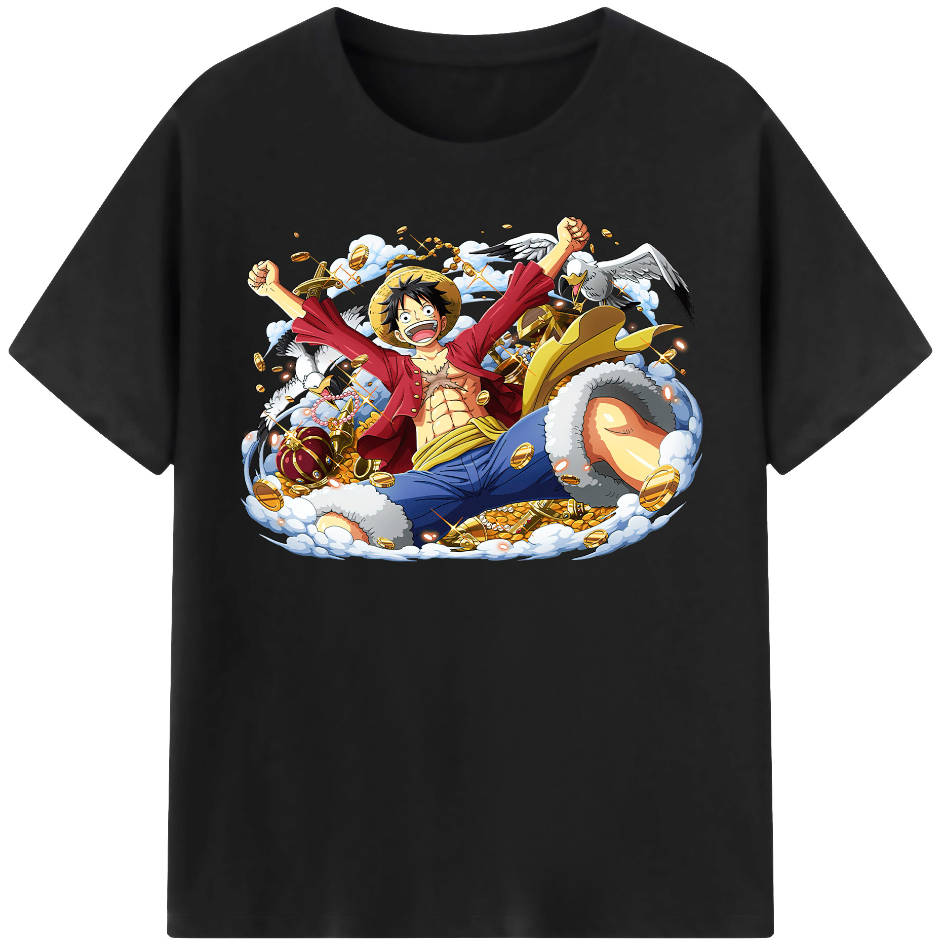 ワンピース モンキー・D・ルフィ ONE PIECE Monkey D. Luffy レディースカジュアルプリントTシャツ（綿100％）