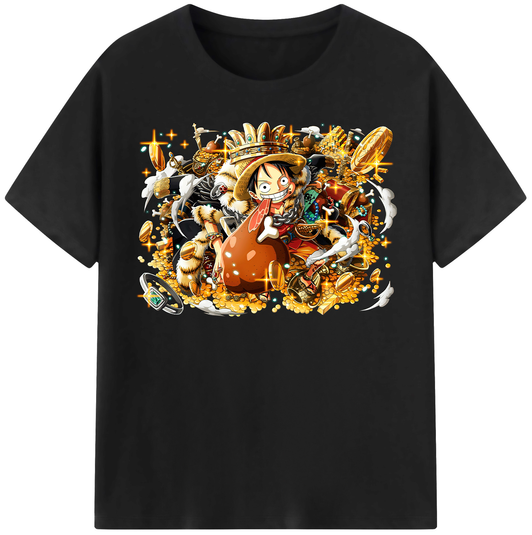 ワンピース モンキー・D・ルフィ ONE PIECE Monkey D. Luffy レディースカジュアルプリントTシャツ（綿100％）