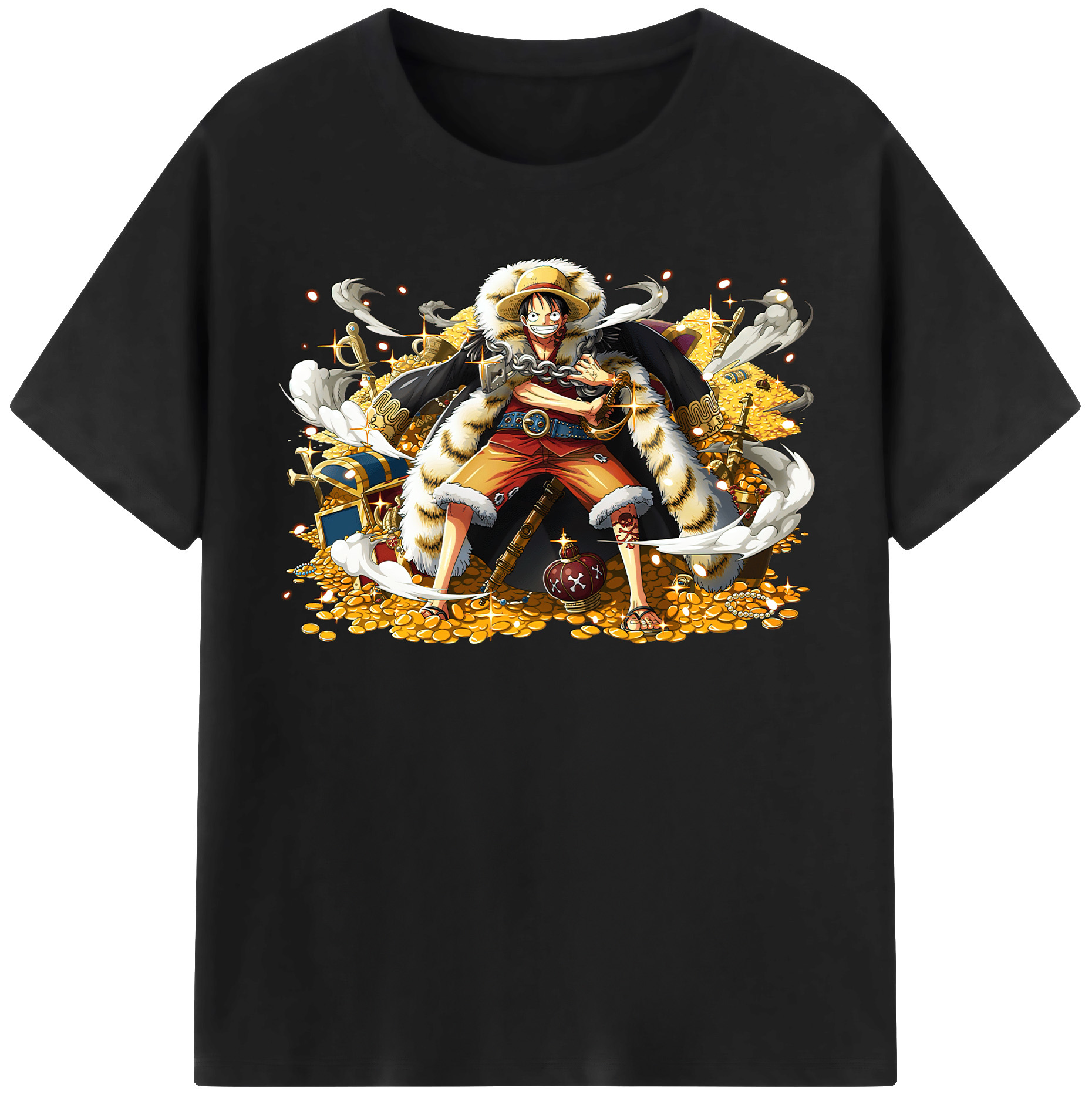 ワンピース モンキー・D・ルフィ ONE PIECE Monkey D. Luffy レディースカジュアルプリントTシャツ（綿100％）