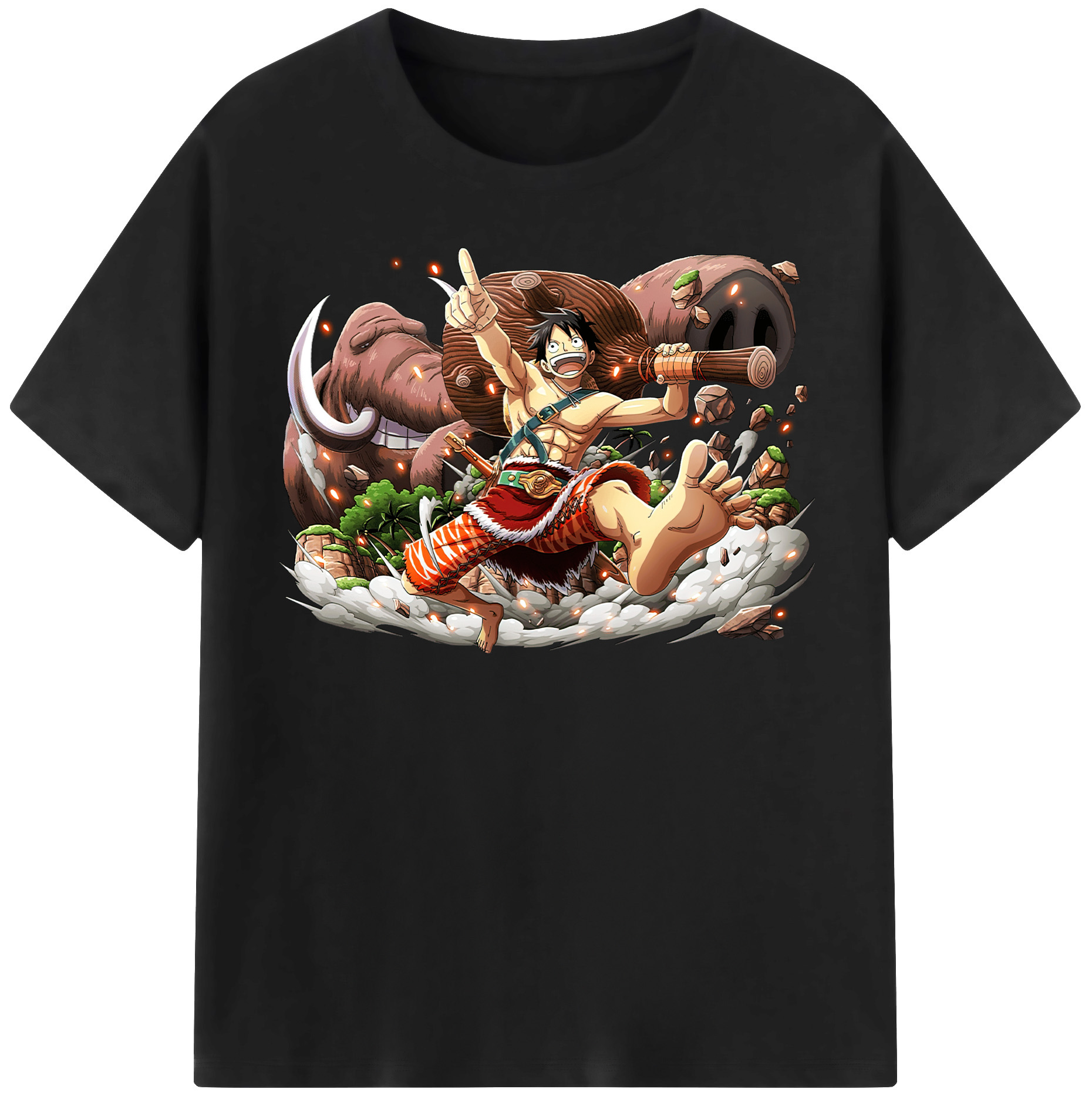 ワンピース モンキー・D・ルフィ ONE PIECE Monkey D. Luffy レディースカジュアルプリントTシャツ（綿100％）