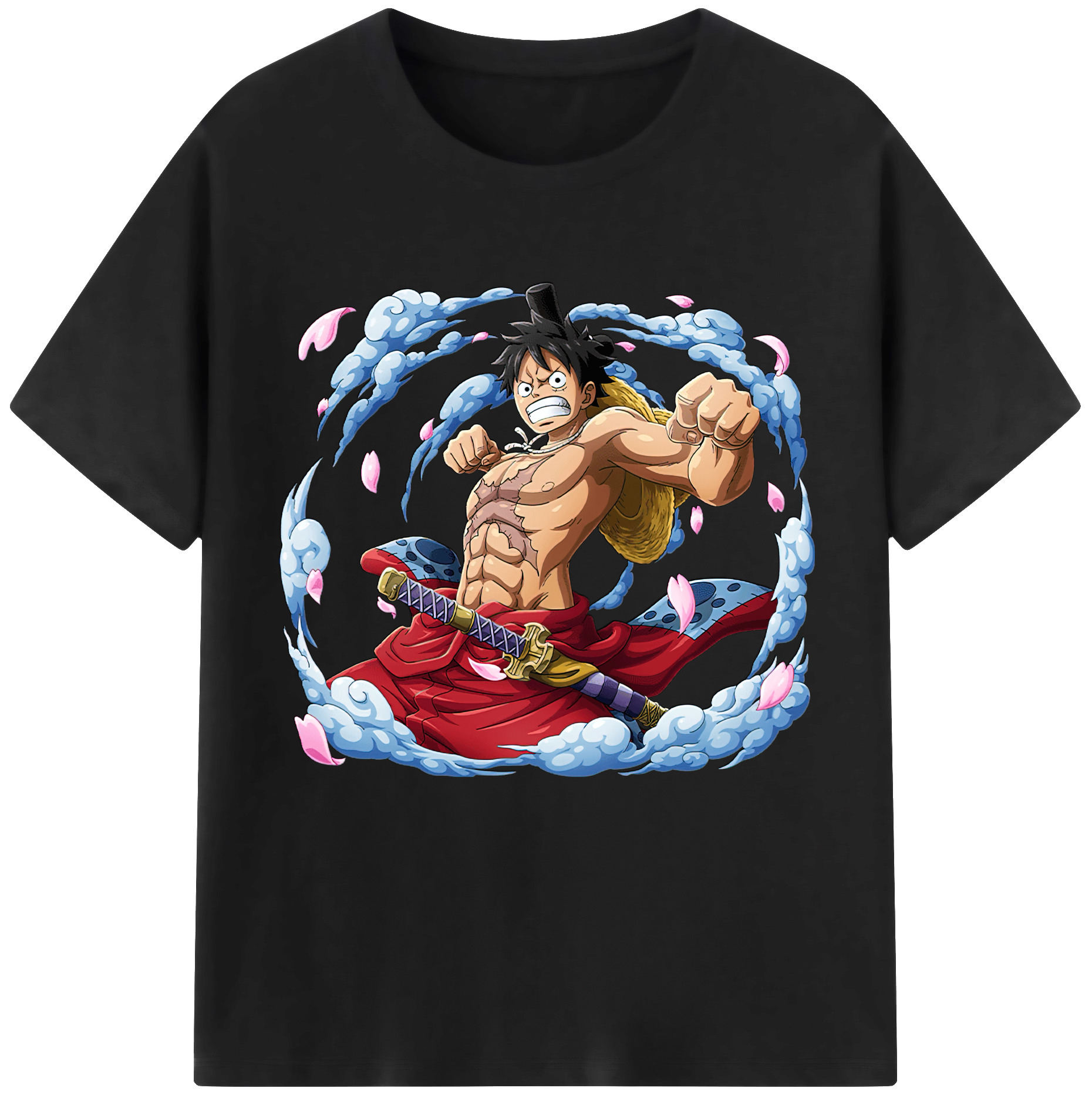 ワンピース モンキー・D・ルフィ ONE PIECE Monkey D. Luffy レディースカジュアルプリントTシャツ（綿100％）