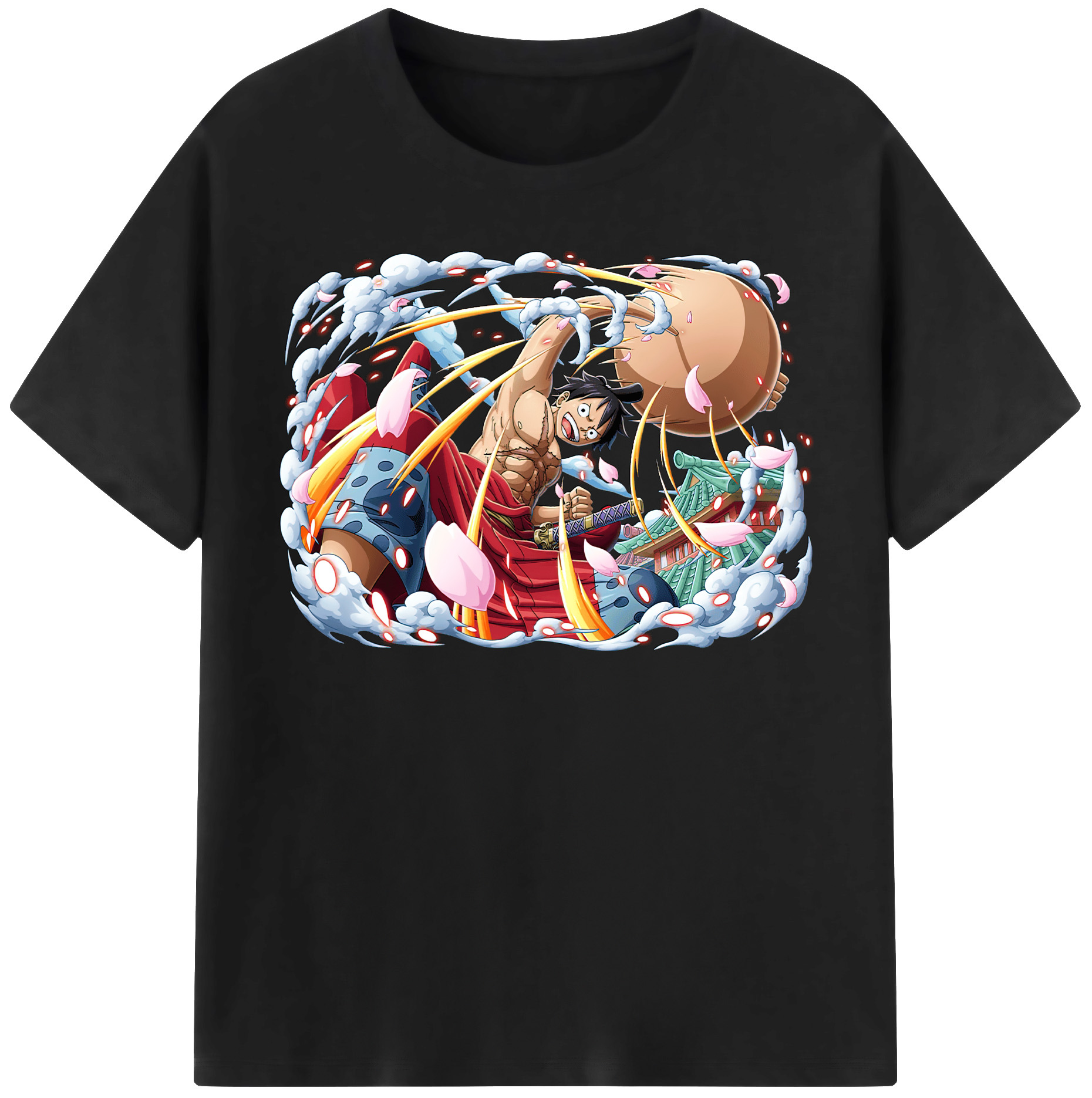ワンピース モンキー・D・ルフィ ONE PIECE Monkey D. Luffy レディースカジュアルプリントTシャツ（綿100％）