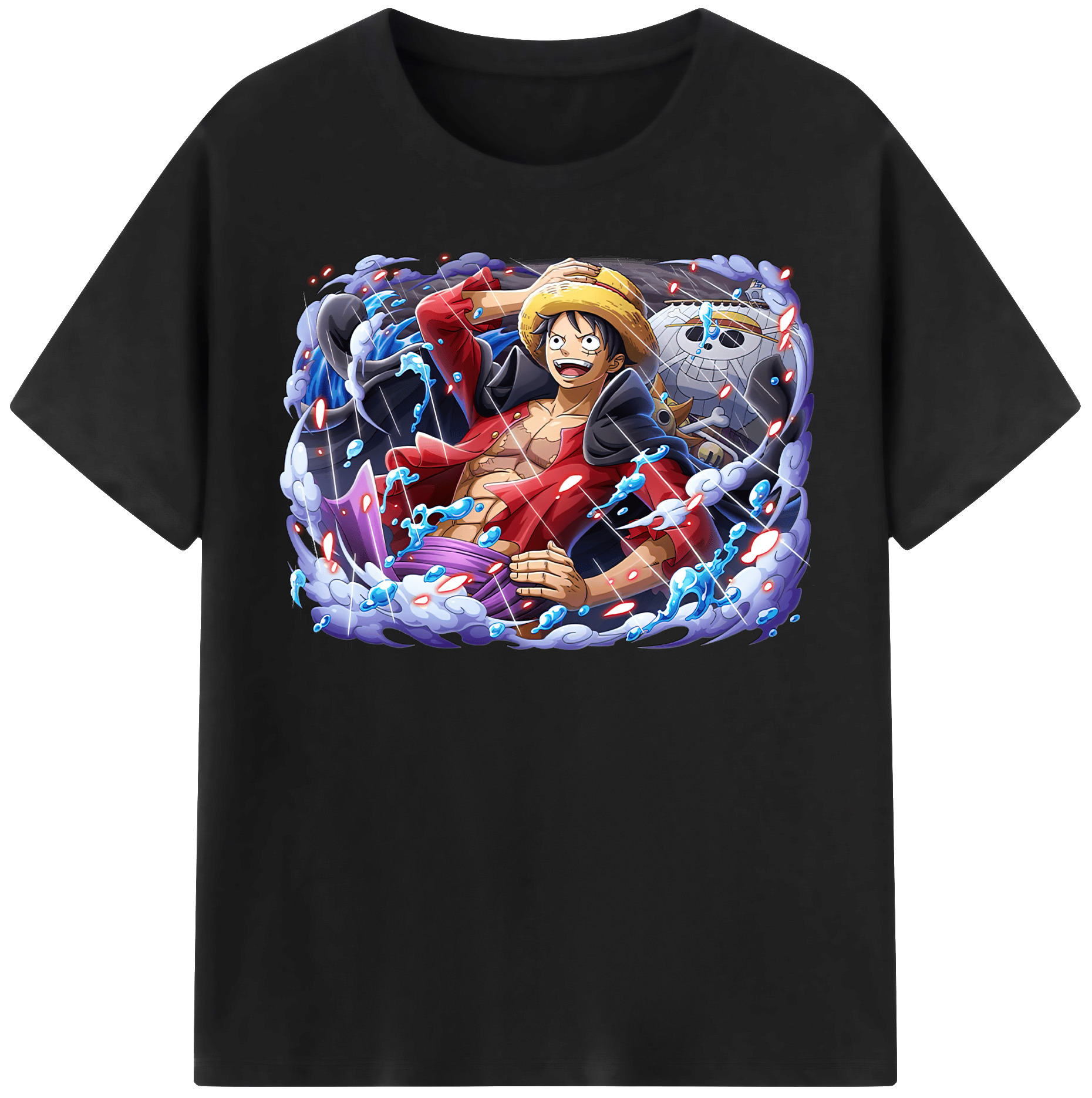 ワンピース モンキー・D・ルフィ ONE PIECE Monkey D. Luffy レディースカジュアルプリントTシャツ（綿100％）