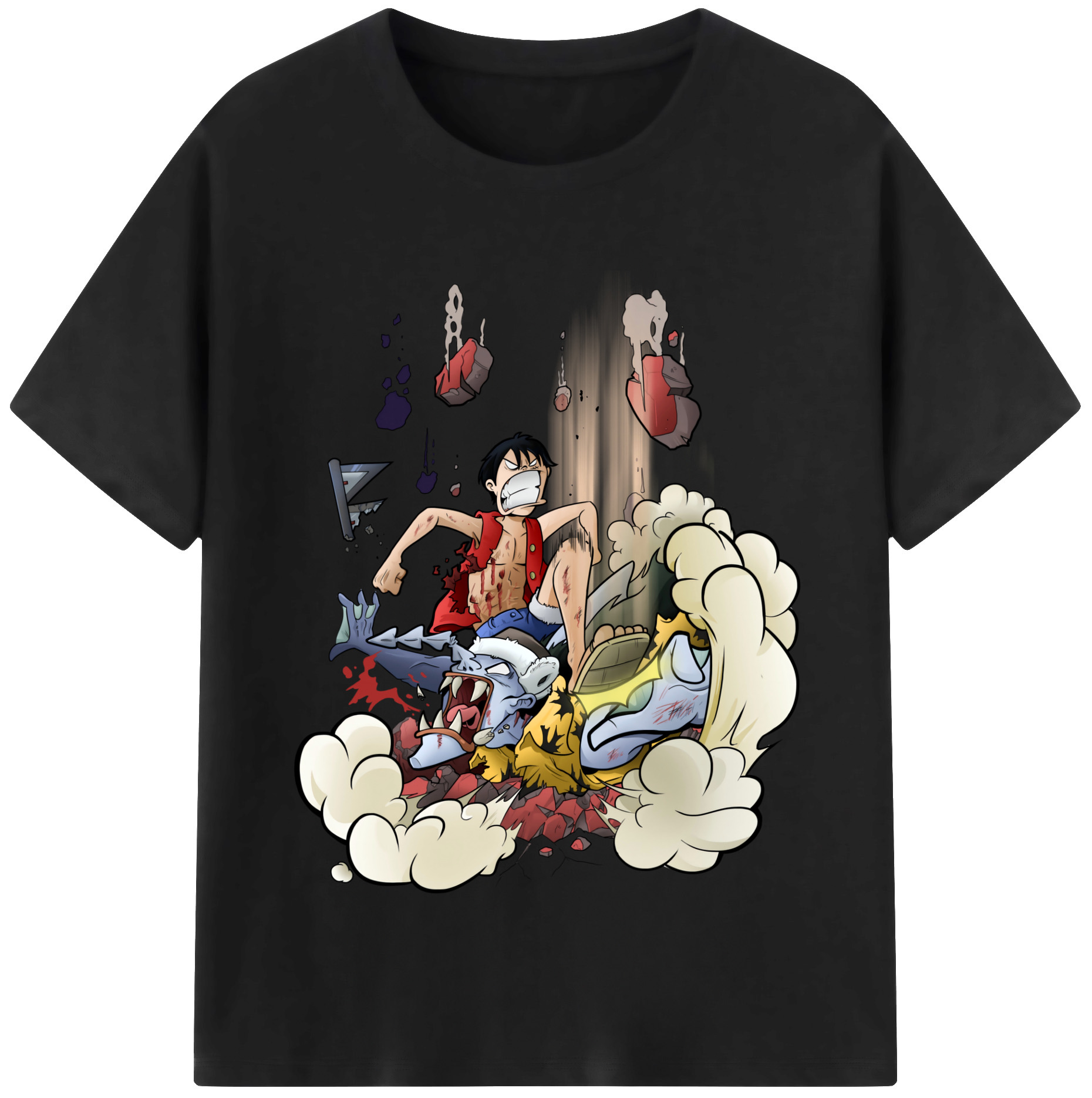 ワンピース モンキー・D・ルフィ ONE PIECE Monkey D. Luffy レディースカジュアルプリントTシャツ（綿100％）