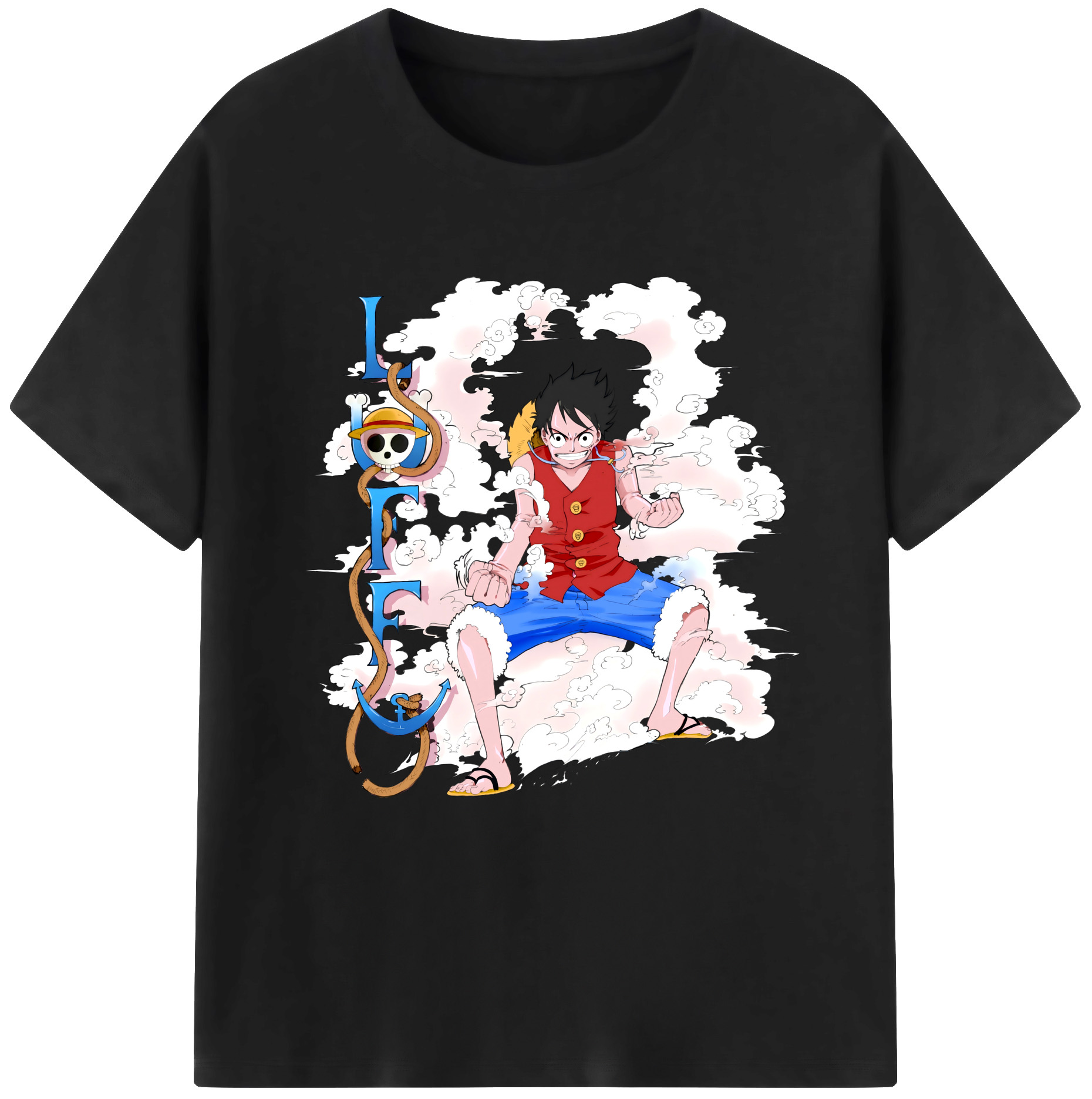 ワンピース モンキー・D・ルフィ ONE PIECE Monkey D. Luffy レディースカジュアルプリントTシャツ（綿100％）