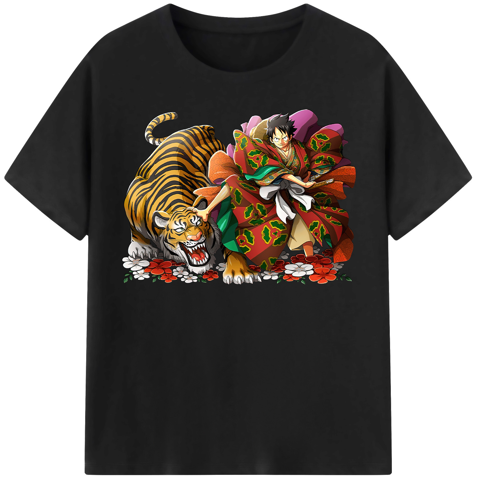 ワンピース モンキー・D・ルフィ ONE PIECE Monkey D. Luffy レディースカジュアルプリントTシャツ（綿100％）