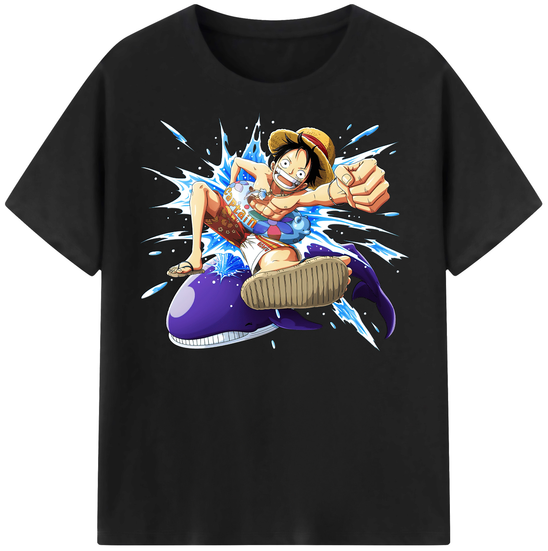 ワンピース モンキー・D・ルフィ ONE PIECE Monkey D. Luffy レディースカジュアルプリントTシャツ（綿100％）