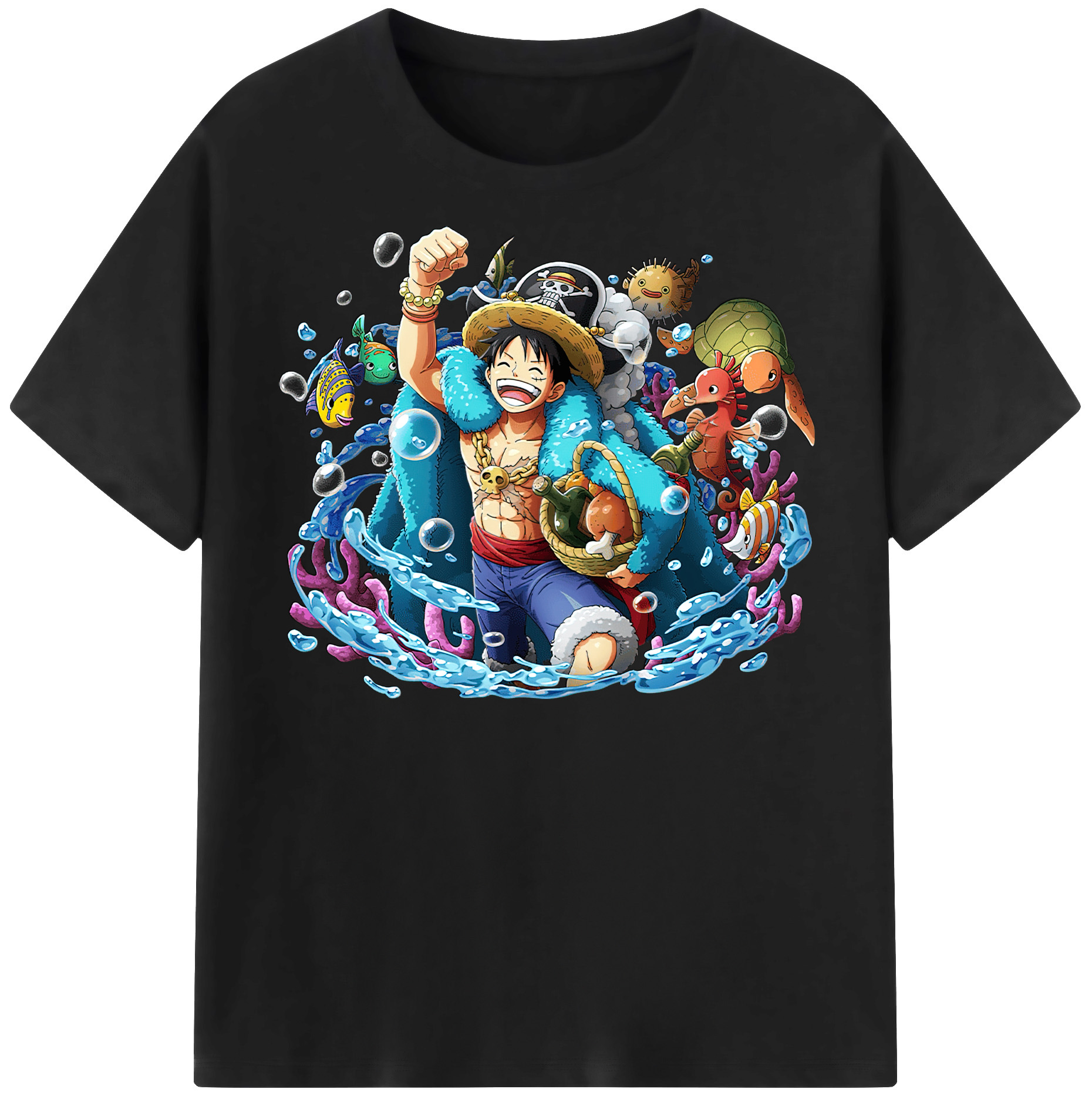 ワンピース モンキー・D・ルフィ ONE PIECE Monkey D. Luffy レディースカジュアルプリントTシャツ（綿100％）