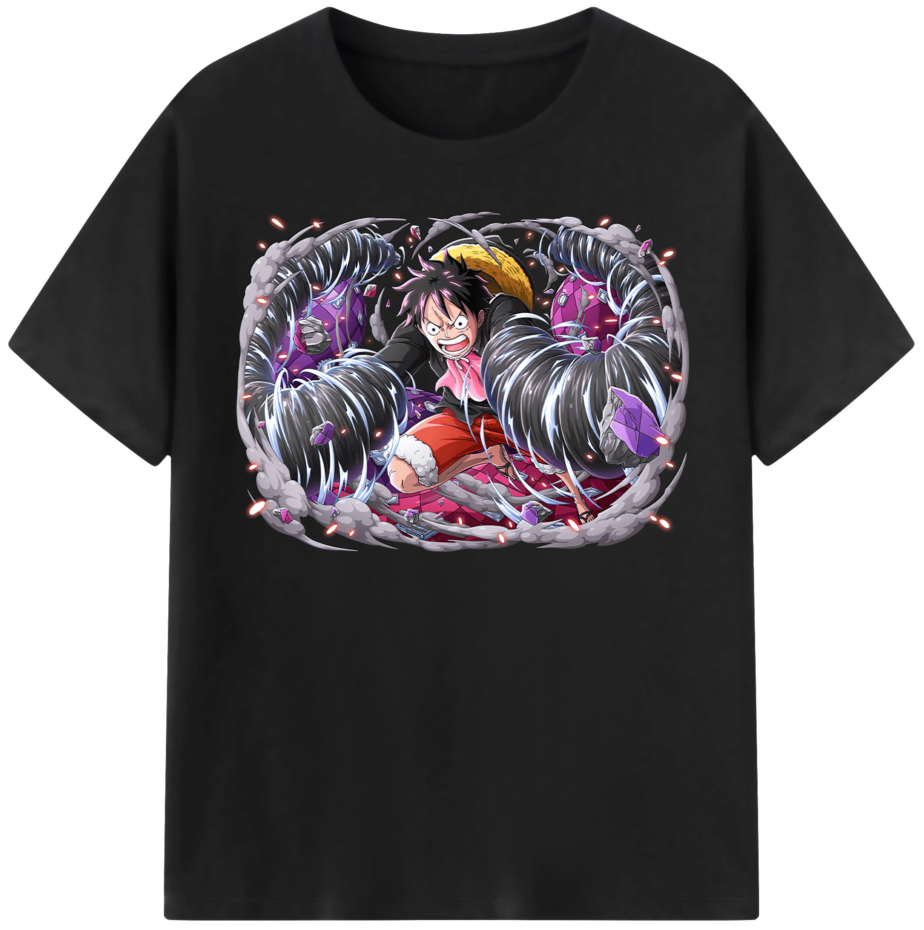 ワンピース モンキー・D・ルフィ ONE PIECE Monkey D. Luffy レディースカジュアルプリントTシャツ（綿100％）