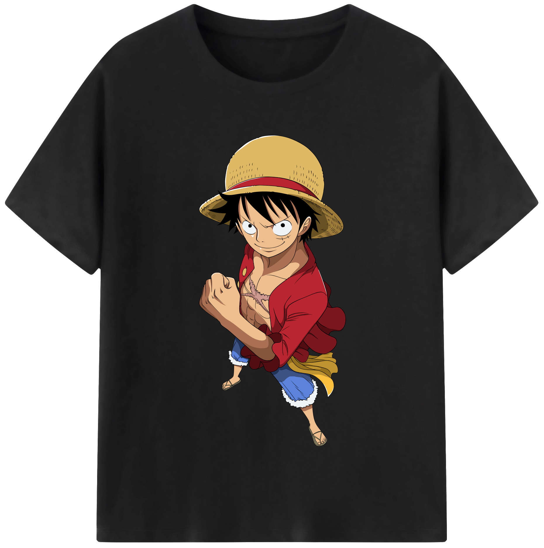 ワンピース モンキー・D・ルフィ ONE PIECE Monkey D. Luffy レディースカジュアルプリントTシャツ（綿100％）