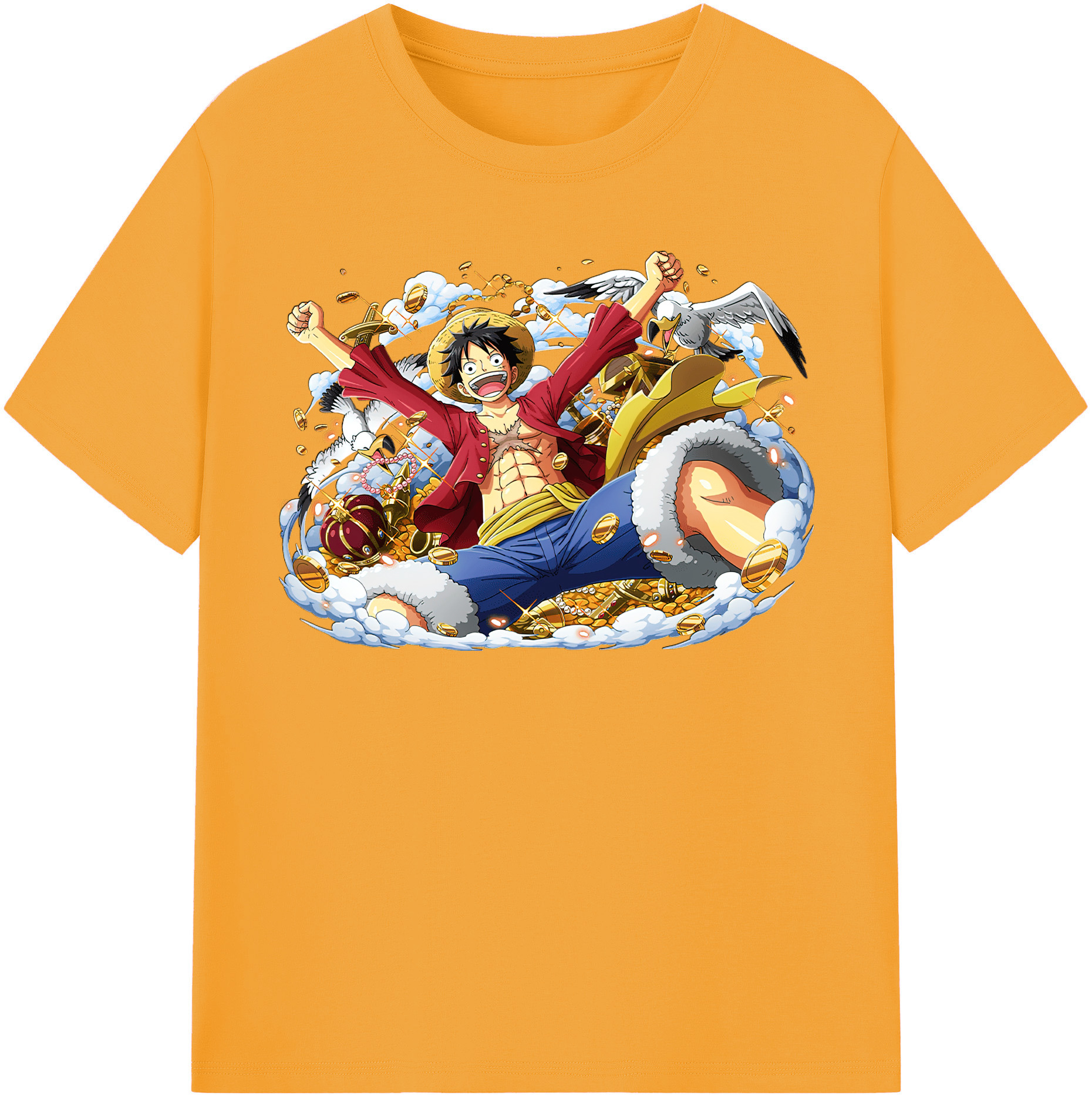 ワンピース モンキー・D・ルフィ ONE PIECE Monkey D. Luffy レディースカジュアルプリントTシャツ（綿100％）