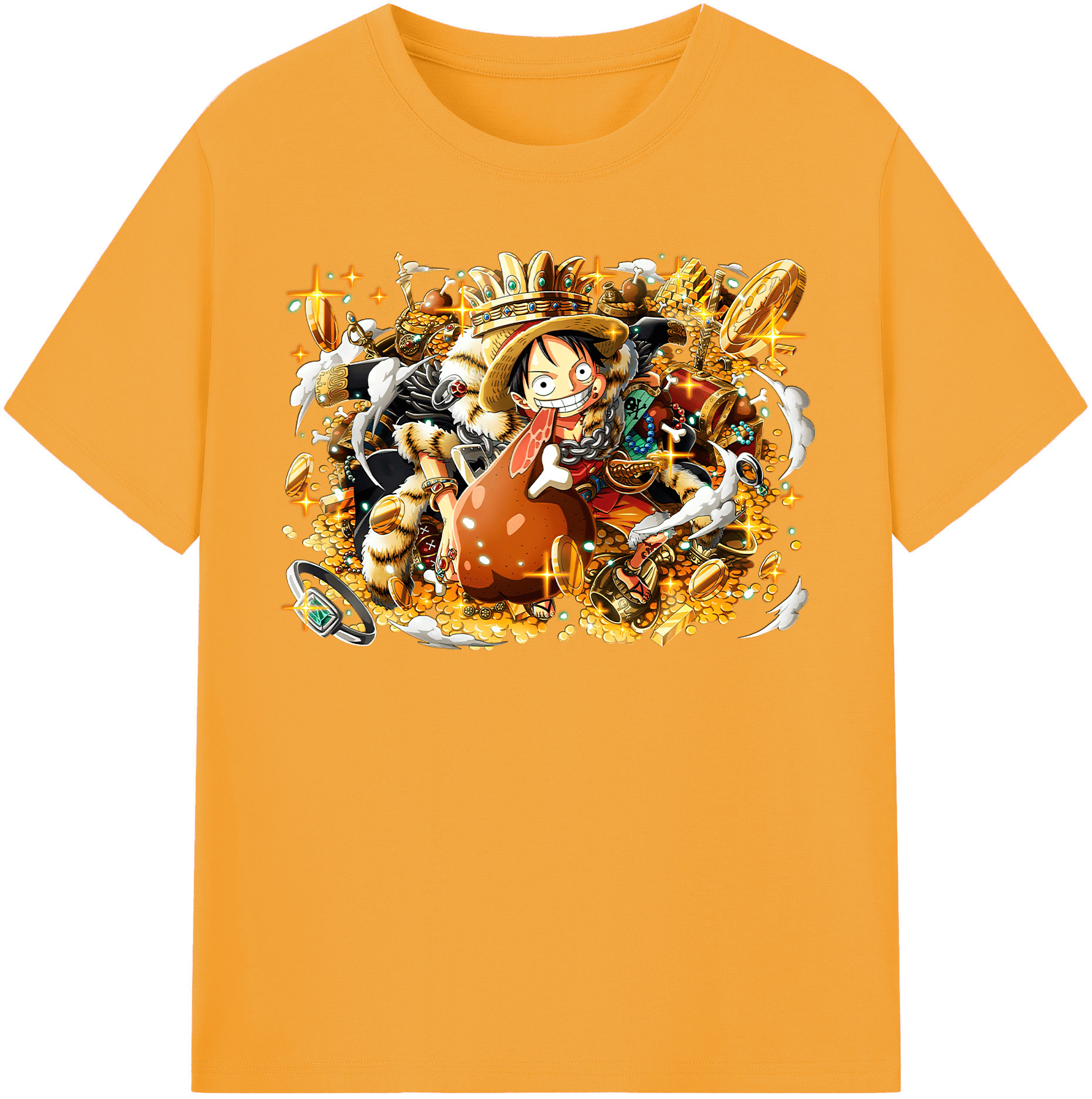 ワンピース モンキー・D・ルフィ ONE PIECE Monkey D. Luffy レディースカジュアルプリントTシャツ（綿100％）