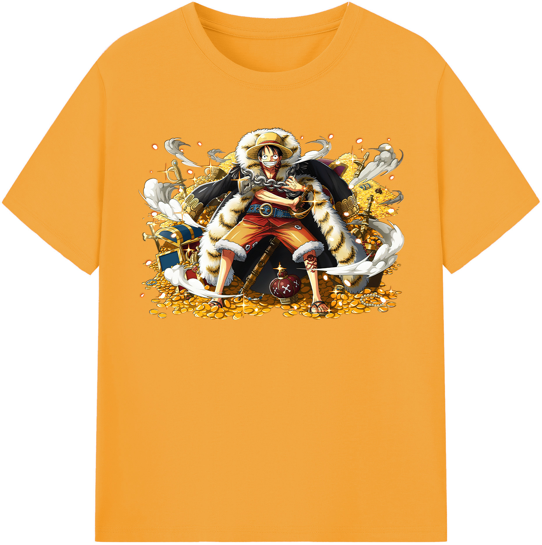 ワンピース モンキー・D・ルフィ ONE PIECE Monkey D. Luffy レディースカジュアルプリントTシャツ（綿100％）