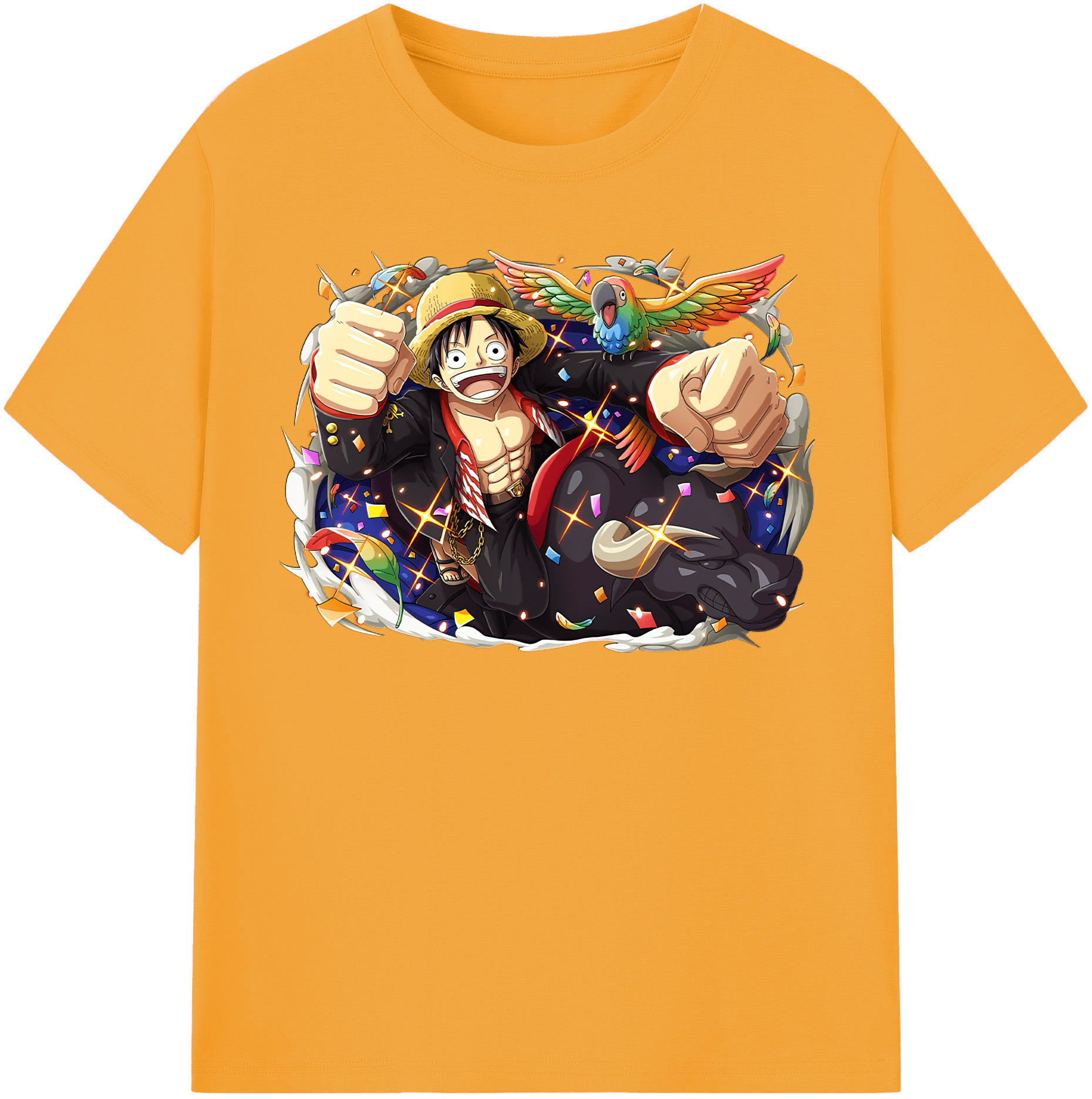 ワンピース モンキー・D・ルフィ ONE PIECE Monkey D. Luffy レディースカジュアルプリントTシャツ（綿100％）