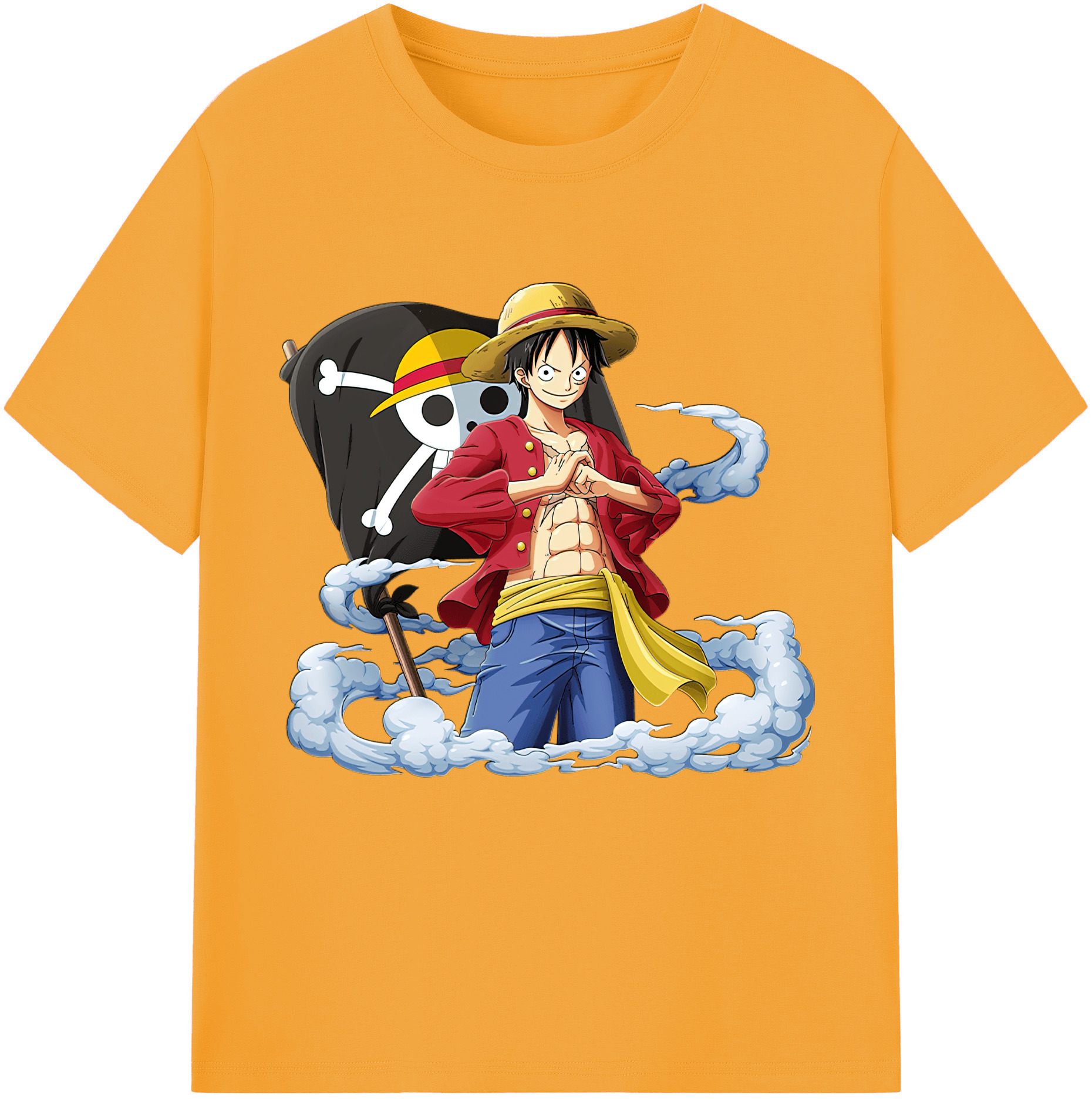 ワンピース モンキー・D・ルフィ ONE PIECE Monkey D. Luffy レディースカジュアルプリントTシャツ（綿100％）