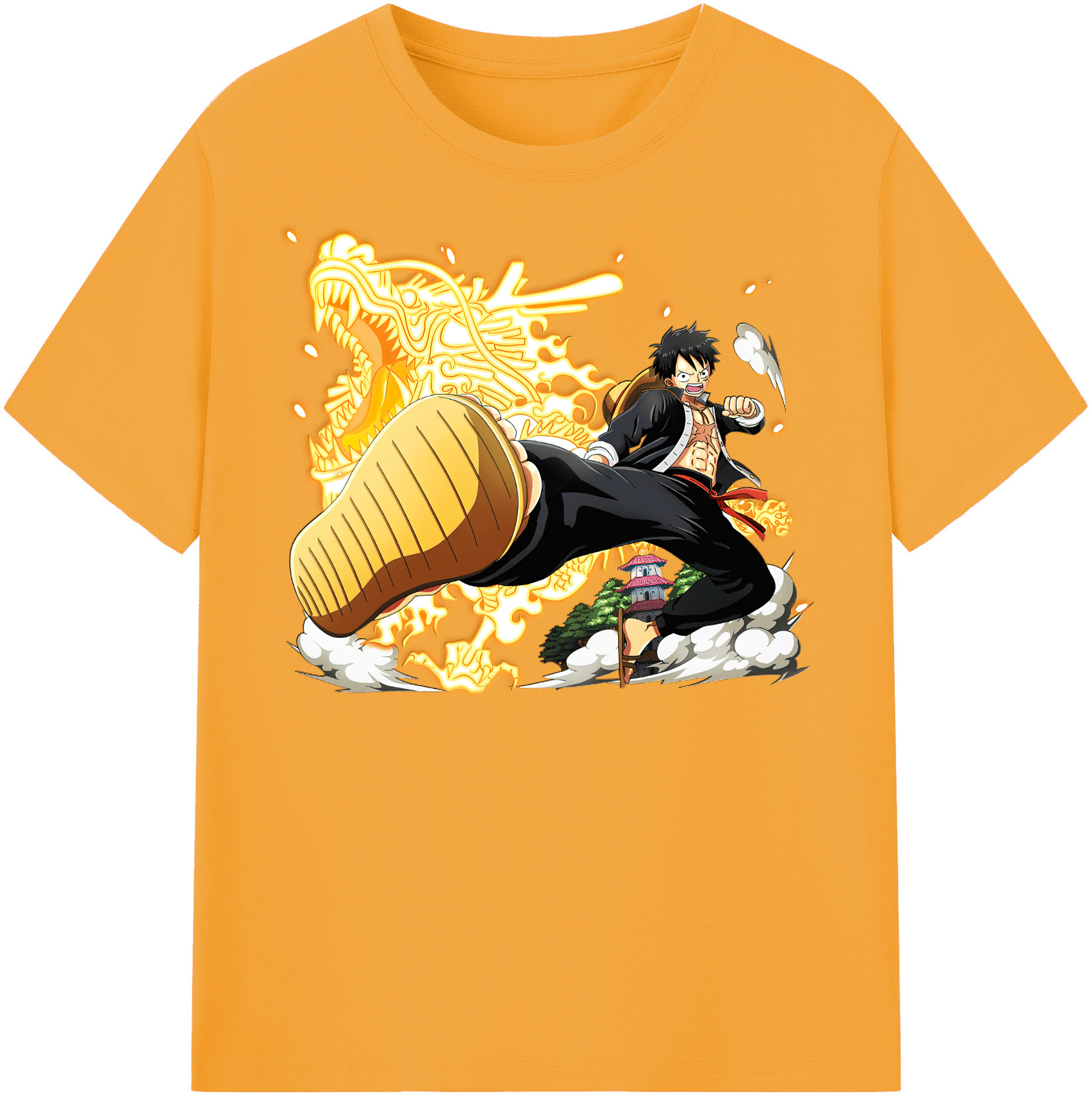 ワンピース モンキー・D・ルフィ ONE PIECE Monkey D. Luffy レディースカジュアルプリントTシャツ（綿100％）