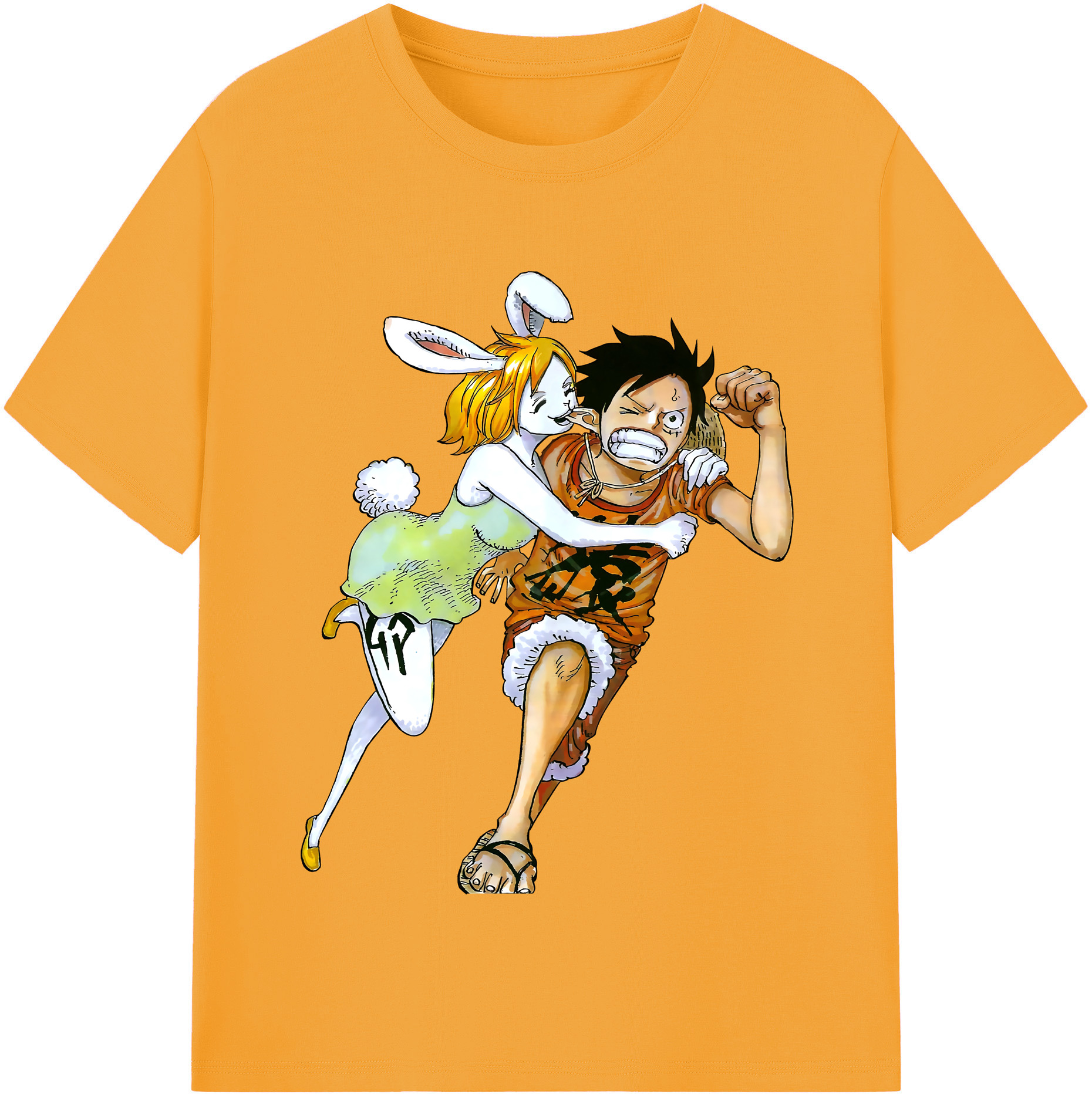 ワンピース モンキー・D・ルフィ ONE PIECE Monkey D. Luffy レディースカジュアルプリントTシャツ（綿100％）