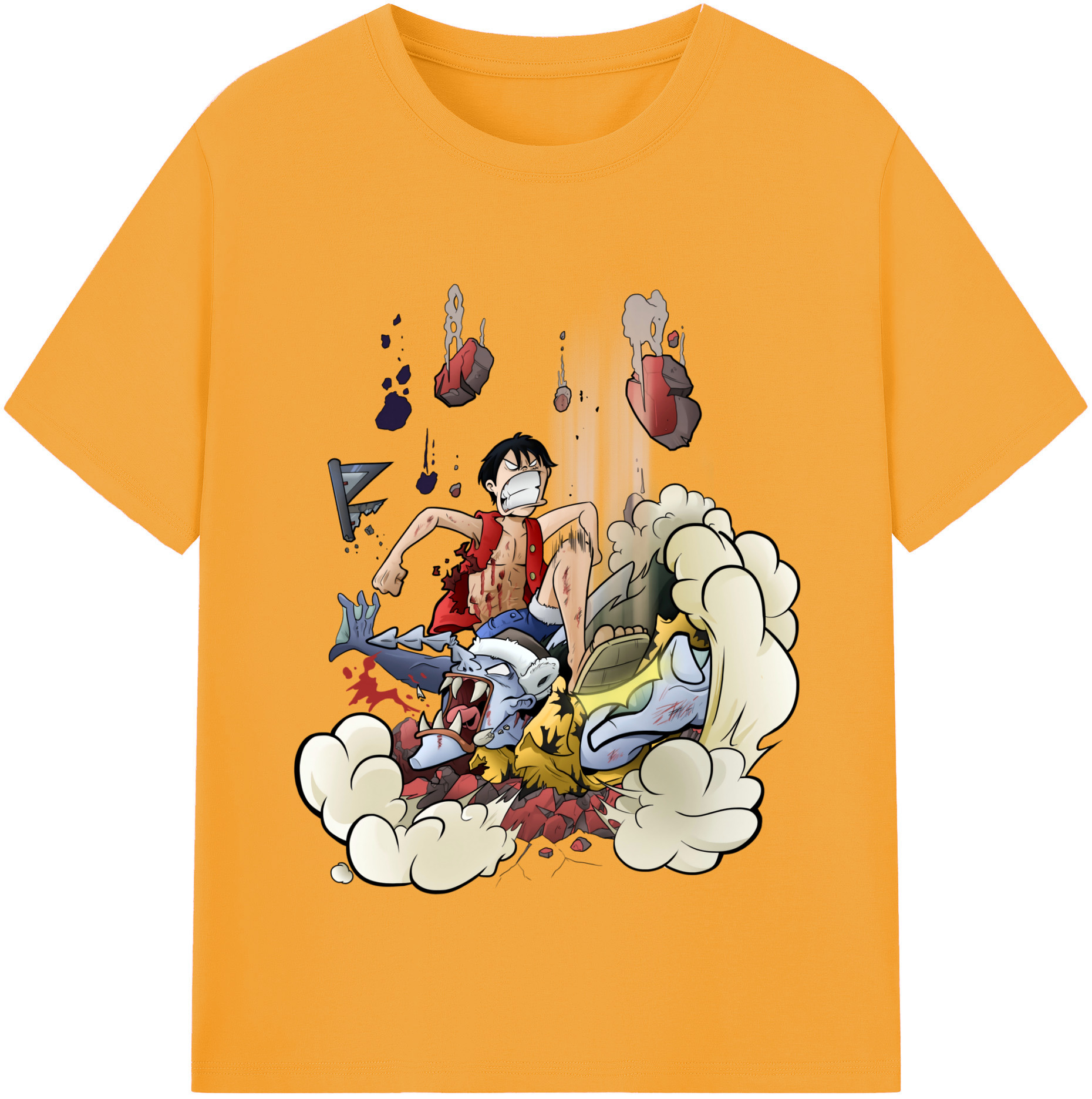 ワンピース モンキー・D・ルフィ ONE PIECE Monkey D. Luffy レディースカジュアルプリントTシャツ（綿100％）