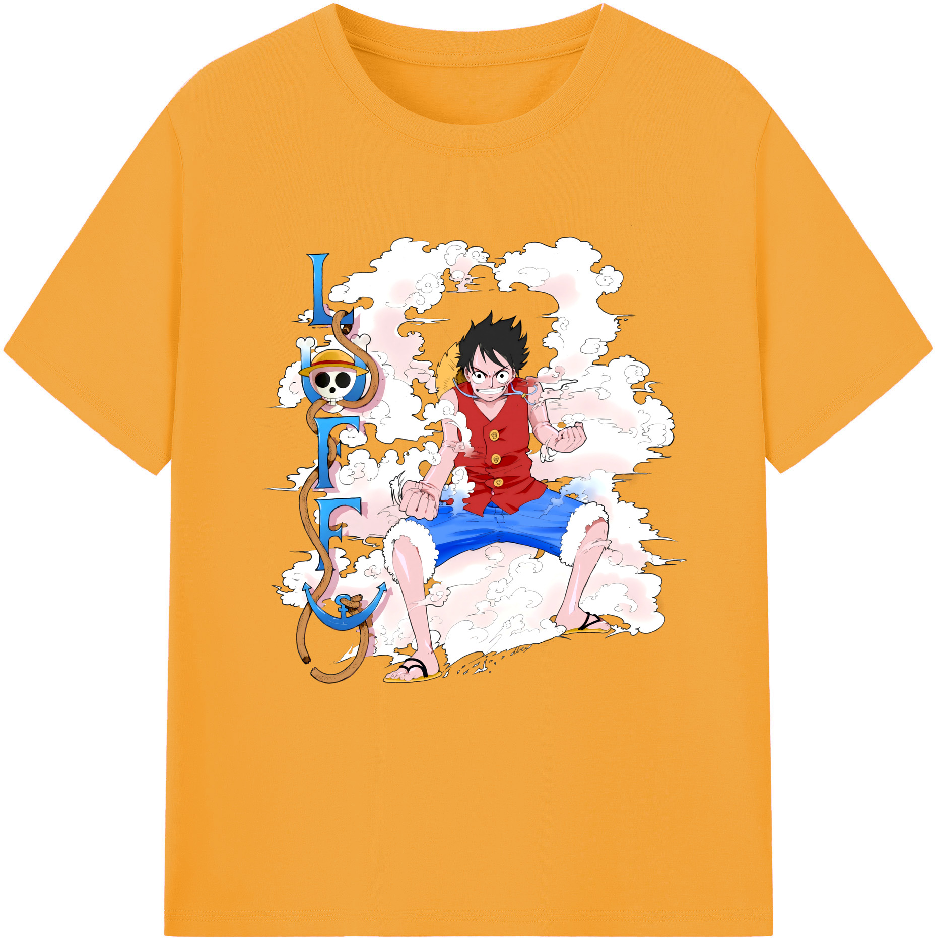 ワンピース モンキー・D・ルフィ ONE PIECE Monkey D. Luffy レディースカジュアルプリントTシャツ（綿100％）